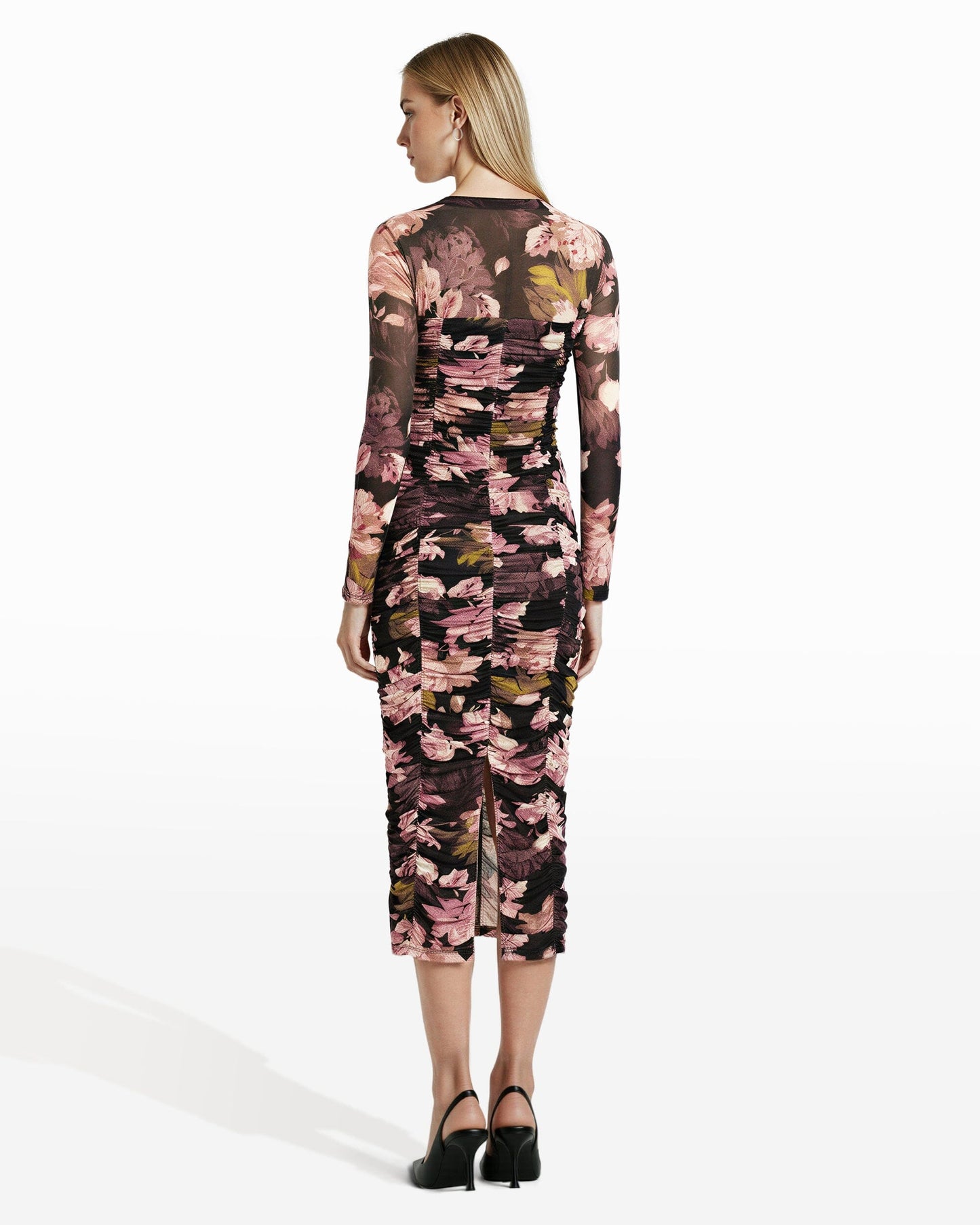 Anne Klein Long Sleeve Ruched Midi Dress