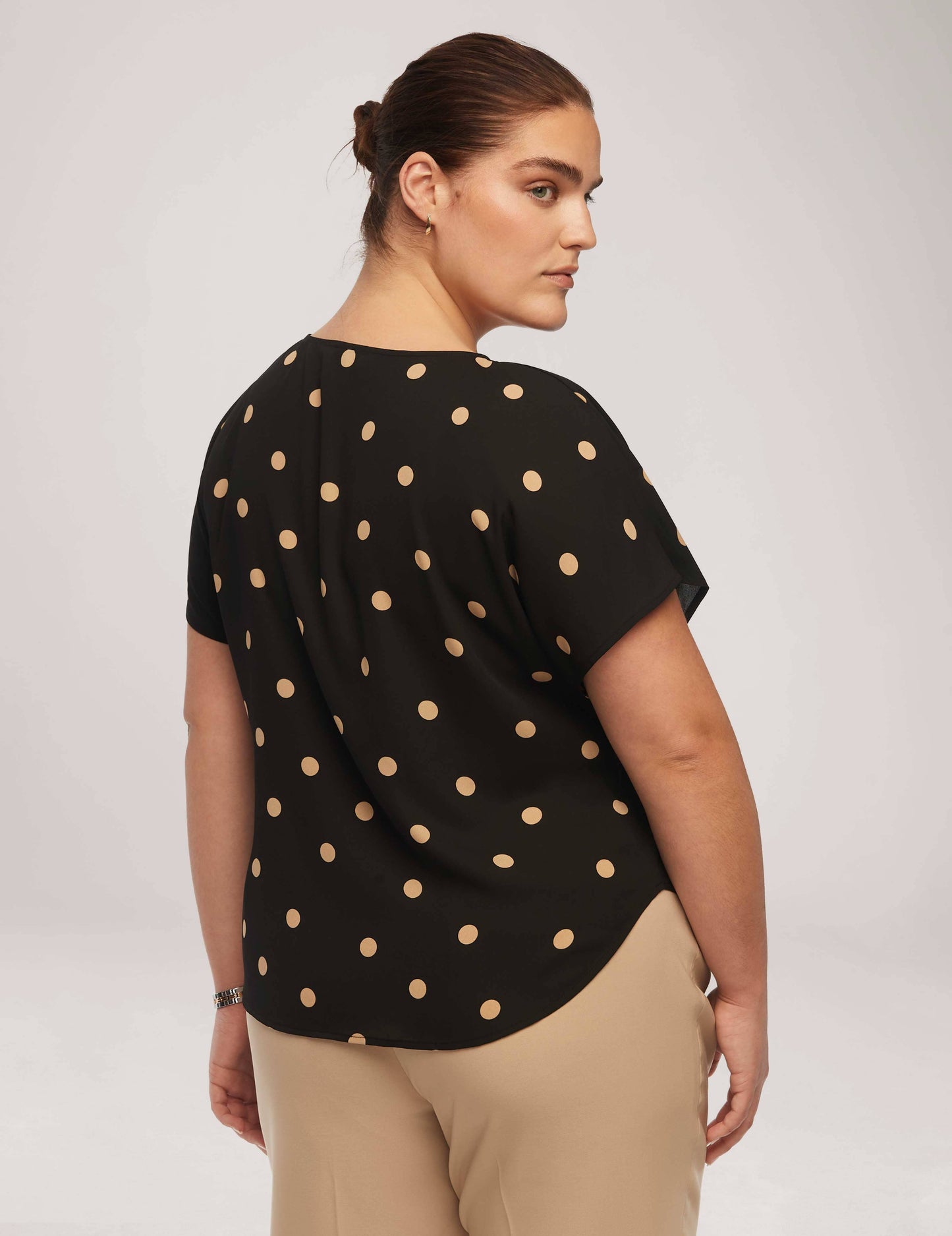 Anne Klein Plus Size Polka Dot Bateau Neck Blouse