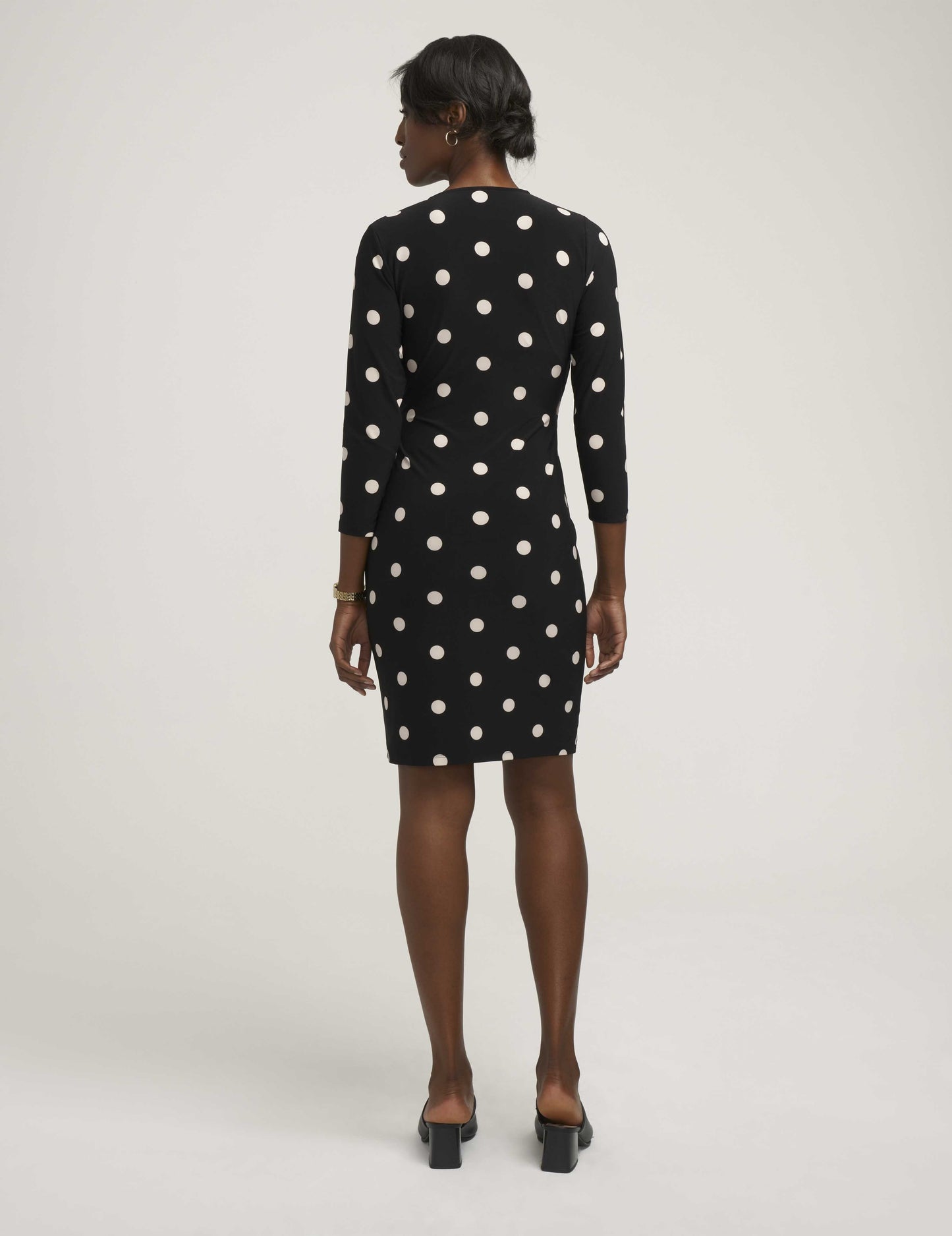 Anne Klein Petite Dot Print Faux Wrap Dress
