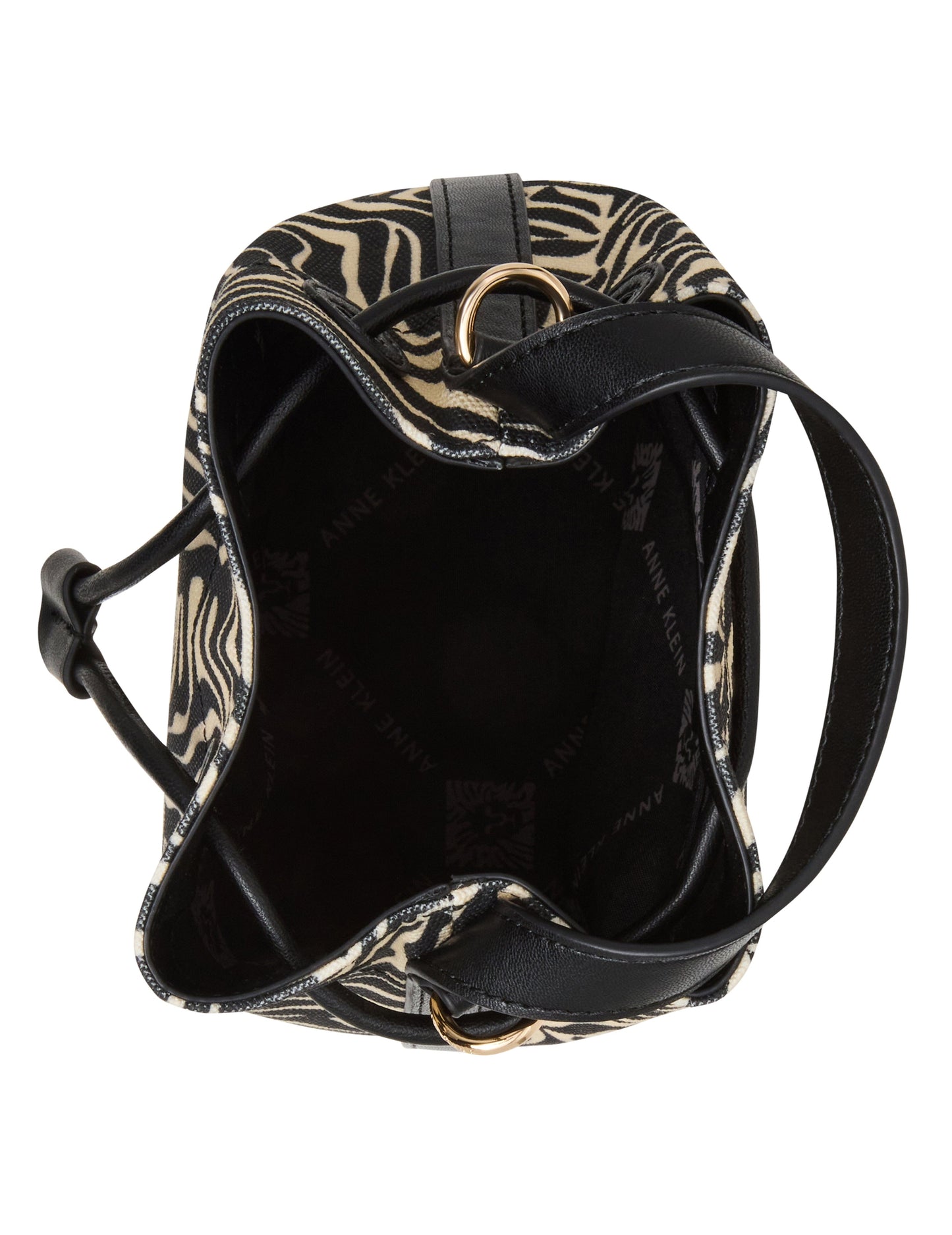 Anne Klein Printed Bucket Bag in Zebra: Black-Cream / Black