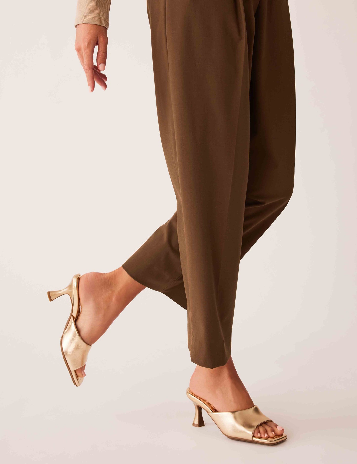 Anne Klein Jerilyn Gold Heeled Mule Sandal