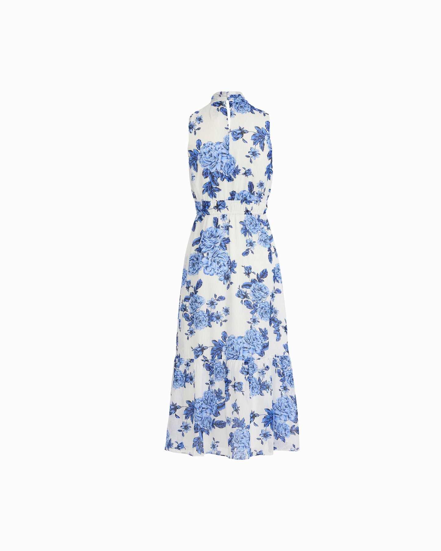 Anne Klein Tie Neck Tiered Midi Dress
