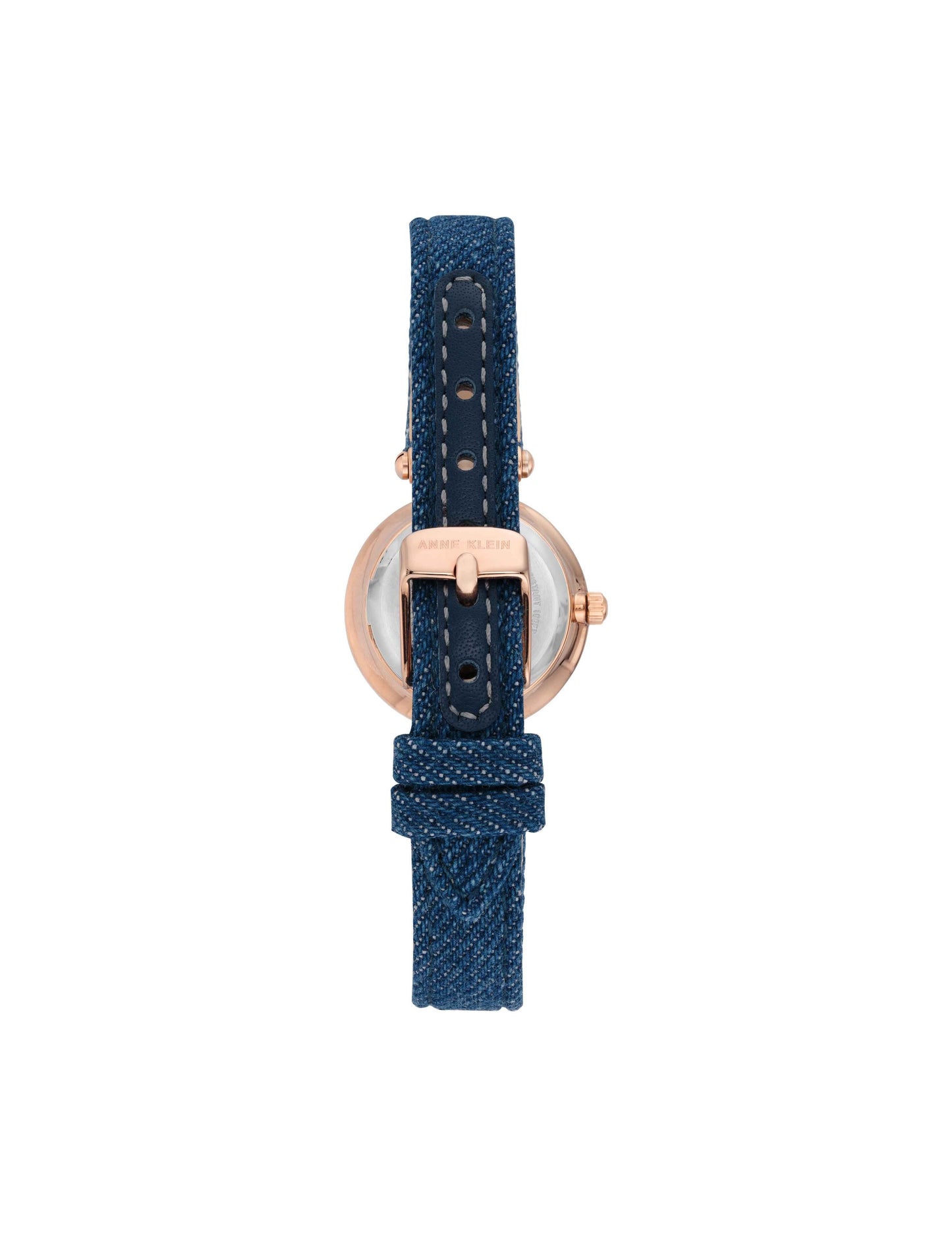 Anne Klein Denim Strap Watch with Rose Gold Case