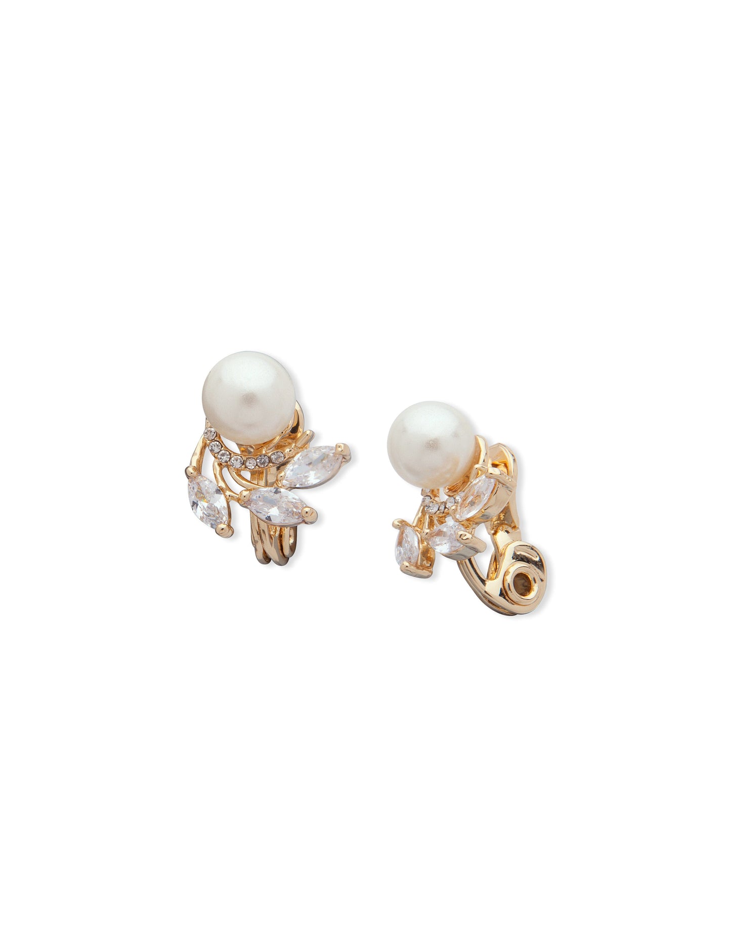 Anne Klein Pearl Clip-On Earrings with Crystal Accents