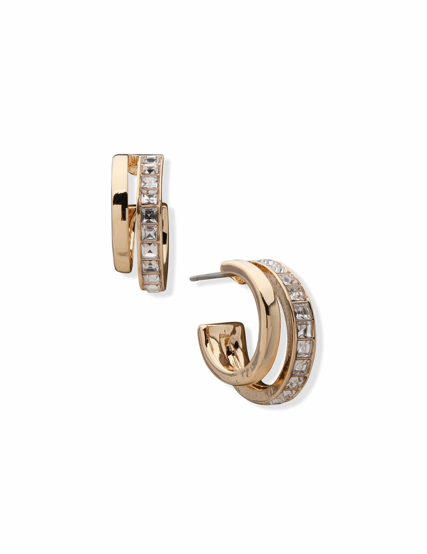 Anne Klein Crystal Double Hoop Earrings