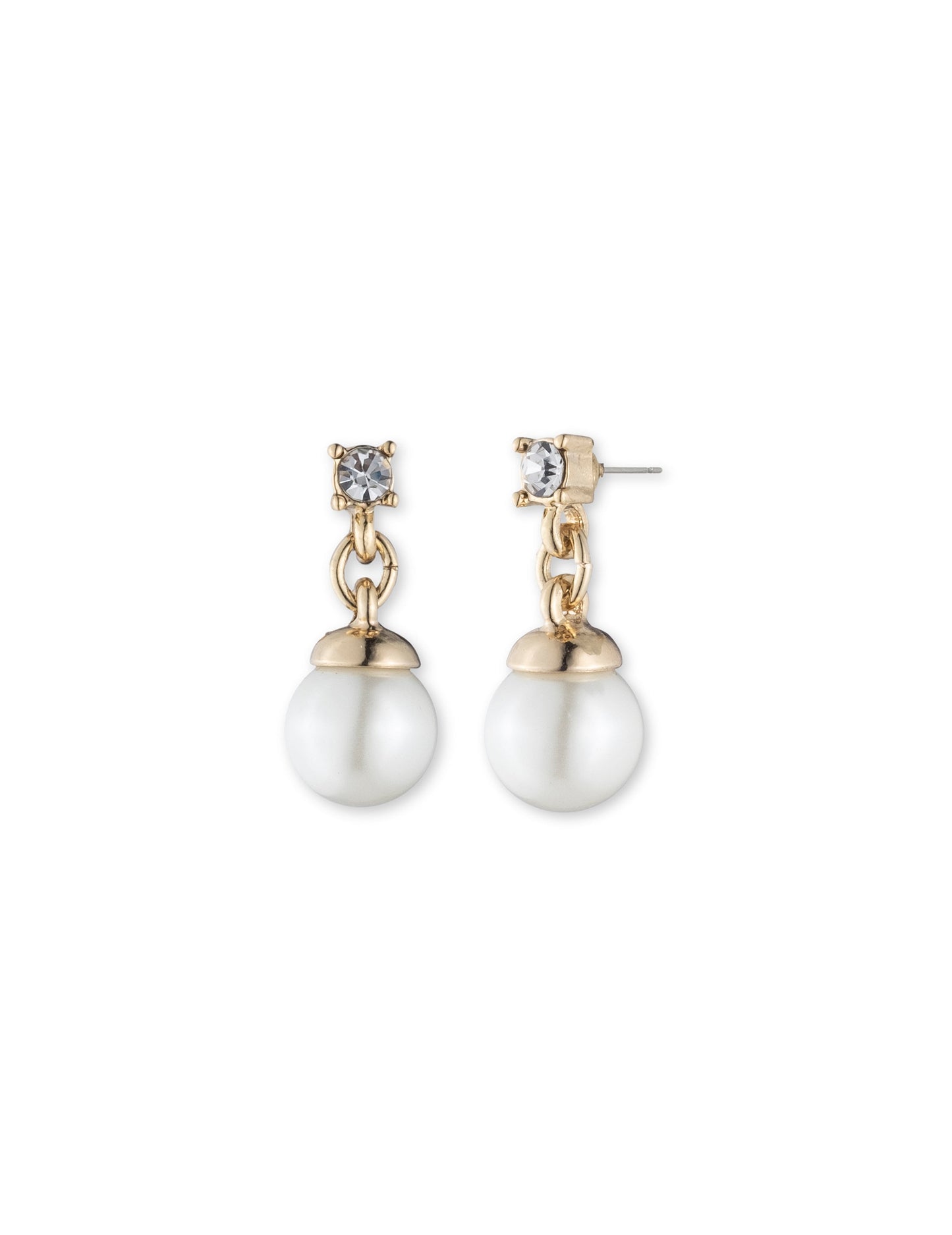 Anne Klein Faux Pearl Drop Earrings with Crystal Stud