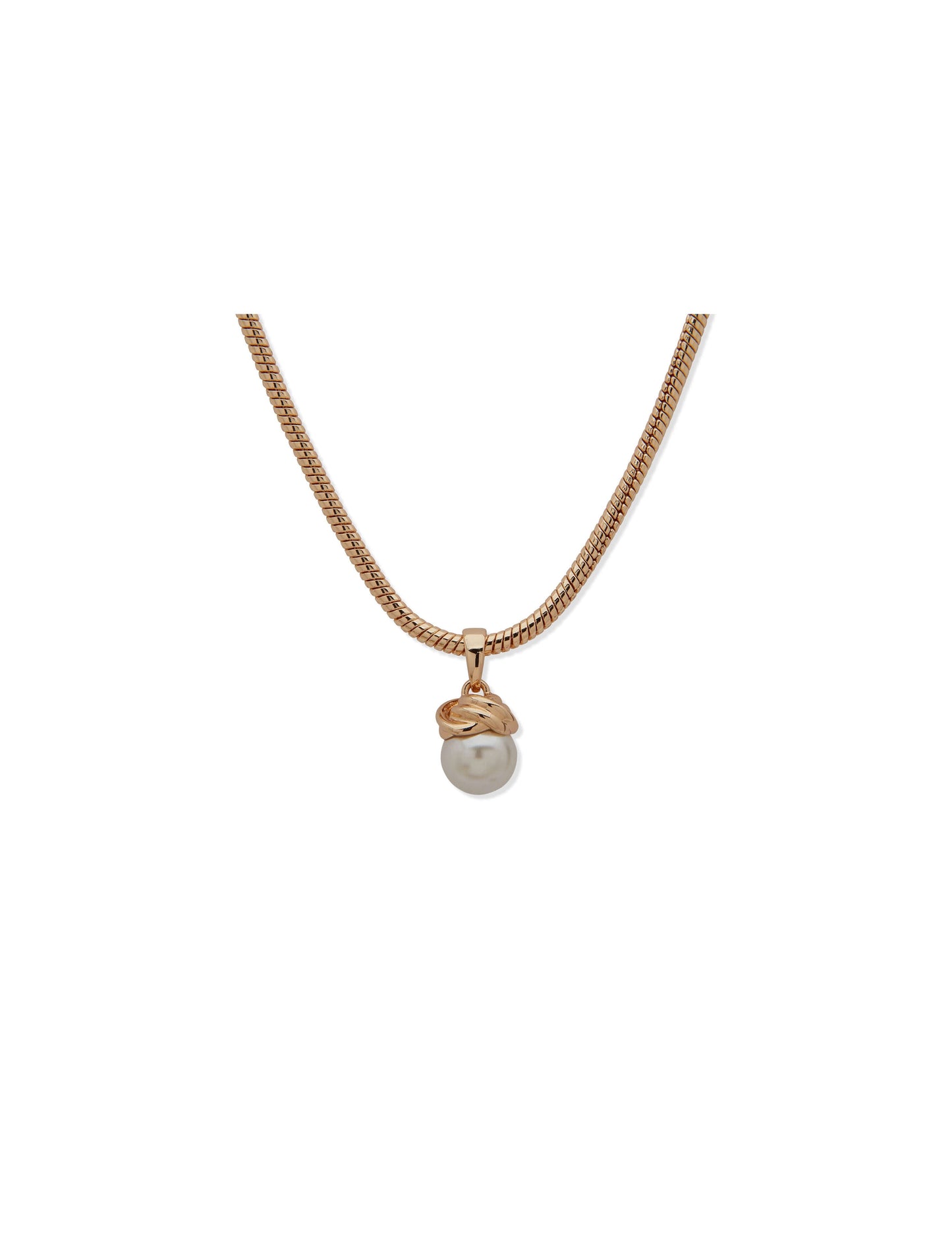 Anne Klein Snake Chain Knot & Pearl Pendant Necklace