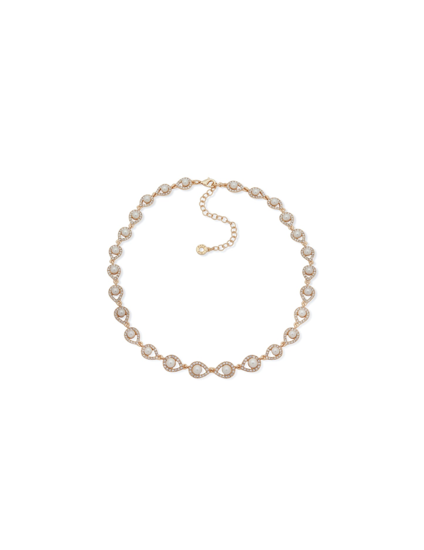 Anne Klein Gold-Tone Faux Pearl Pavé Crystal Necklace