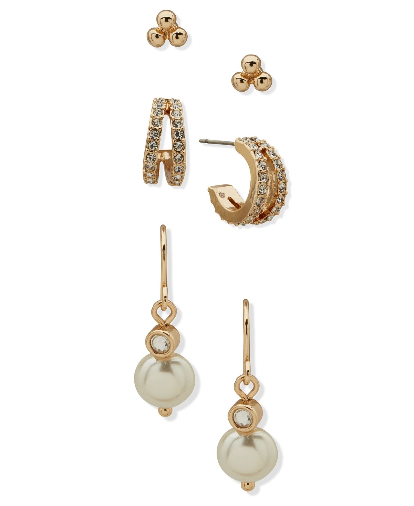 Anne Klein and Coin Trio Pierced Earrings