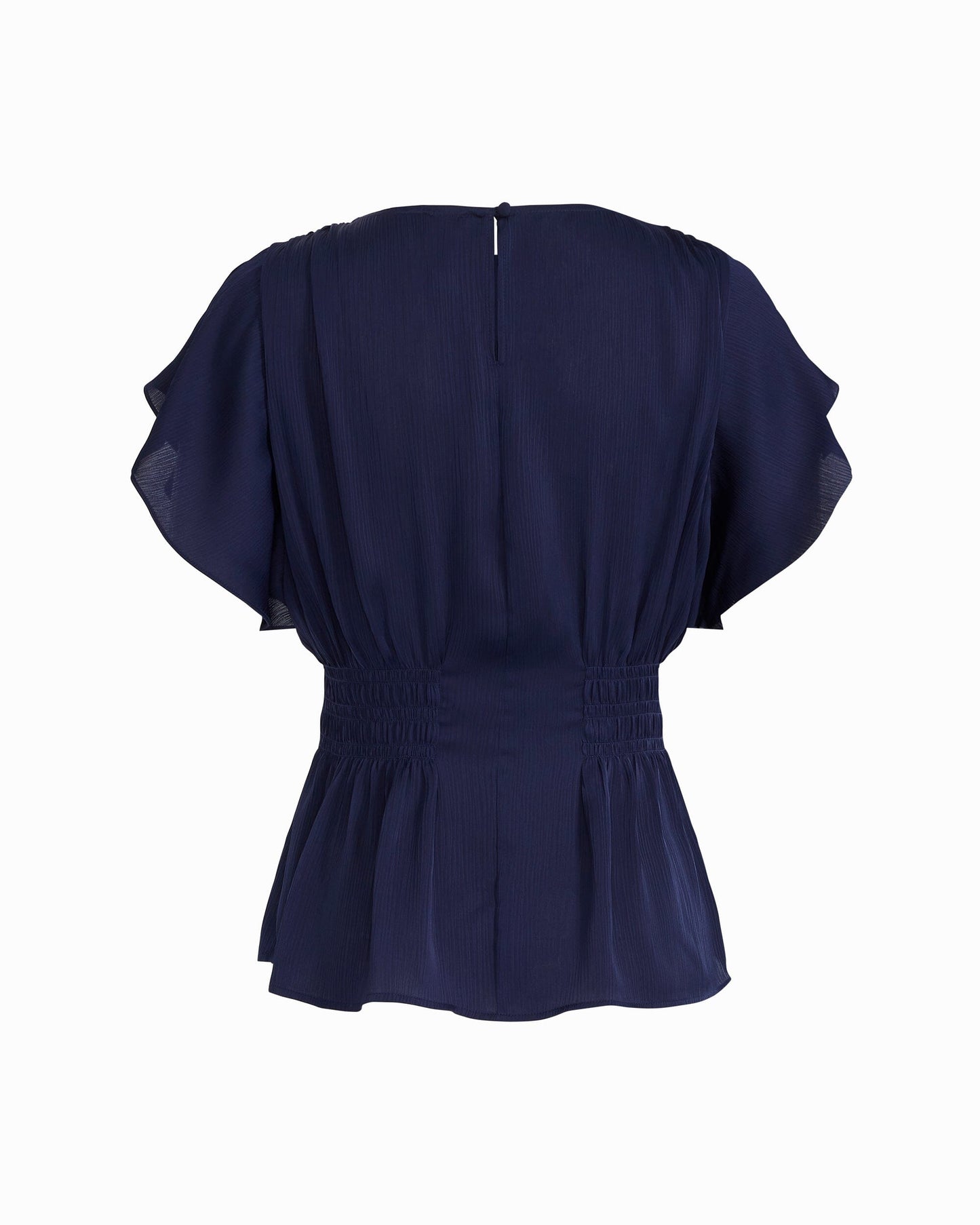 Anne Klein Smocked Waist Flutter Sleeve Blouse