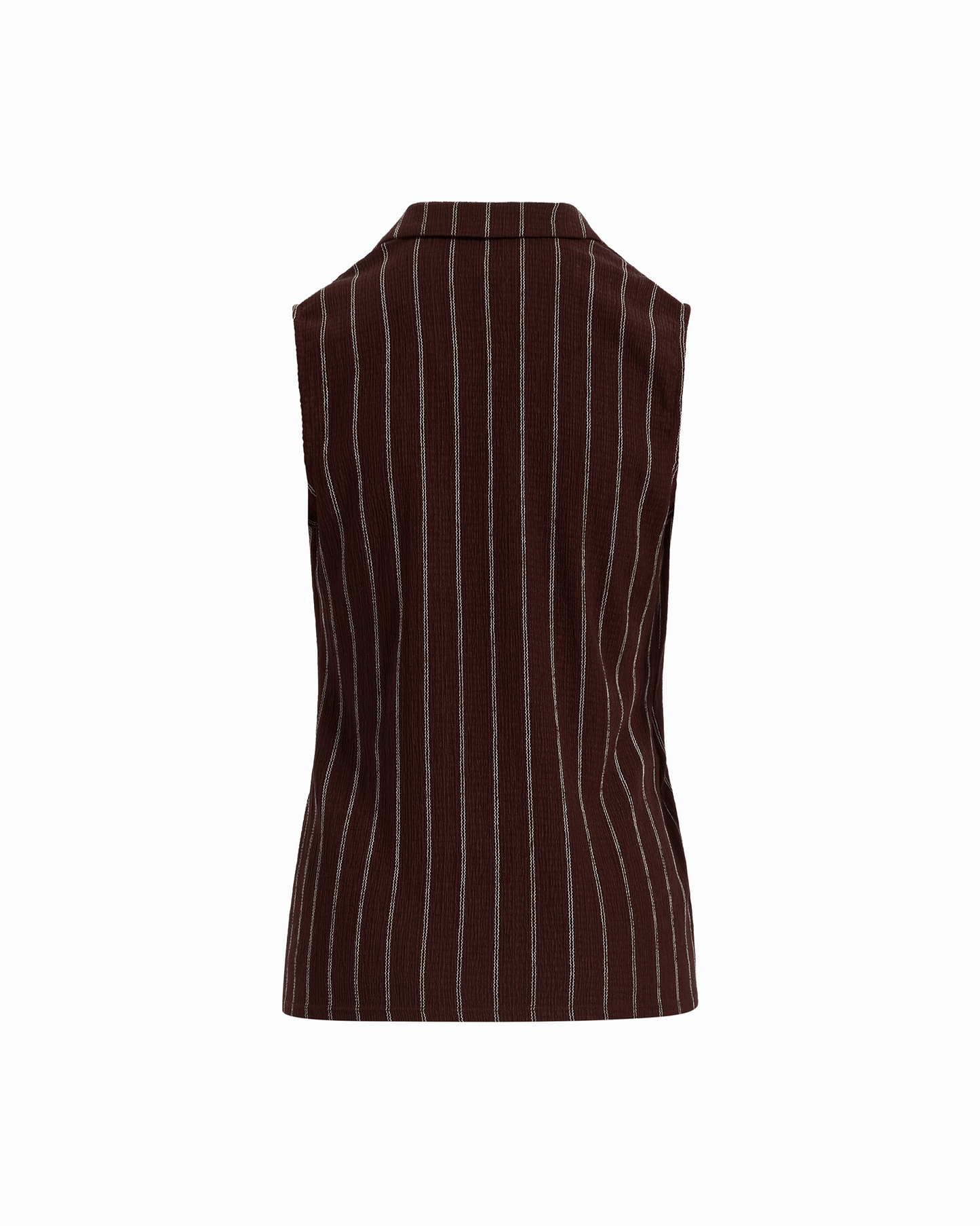 Anne Klein Sleeveless Notch Neck Wrap Top in DK CHOC / WHT DV