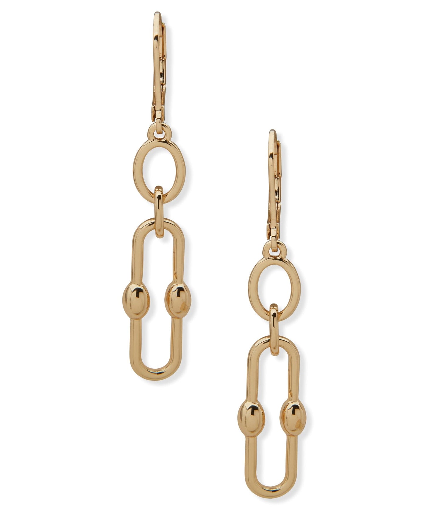 Anne Klein Metal Ball Link Chain Drop Pierced Earrings