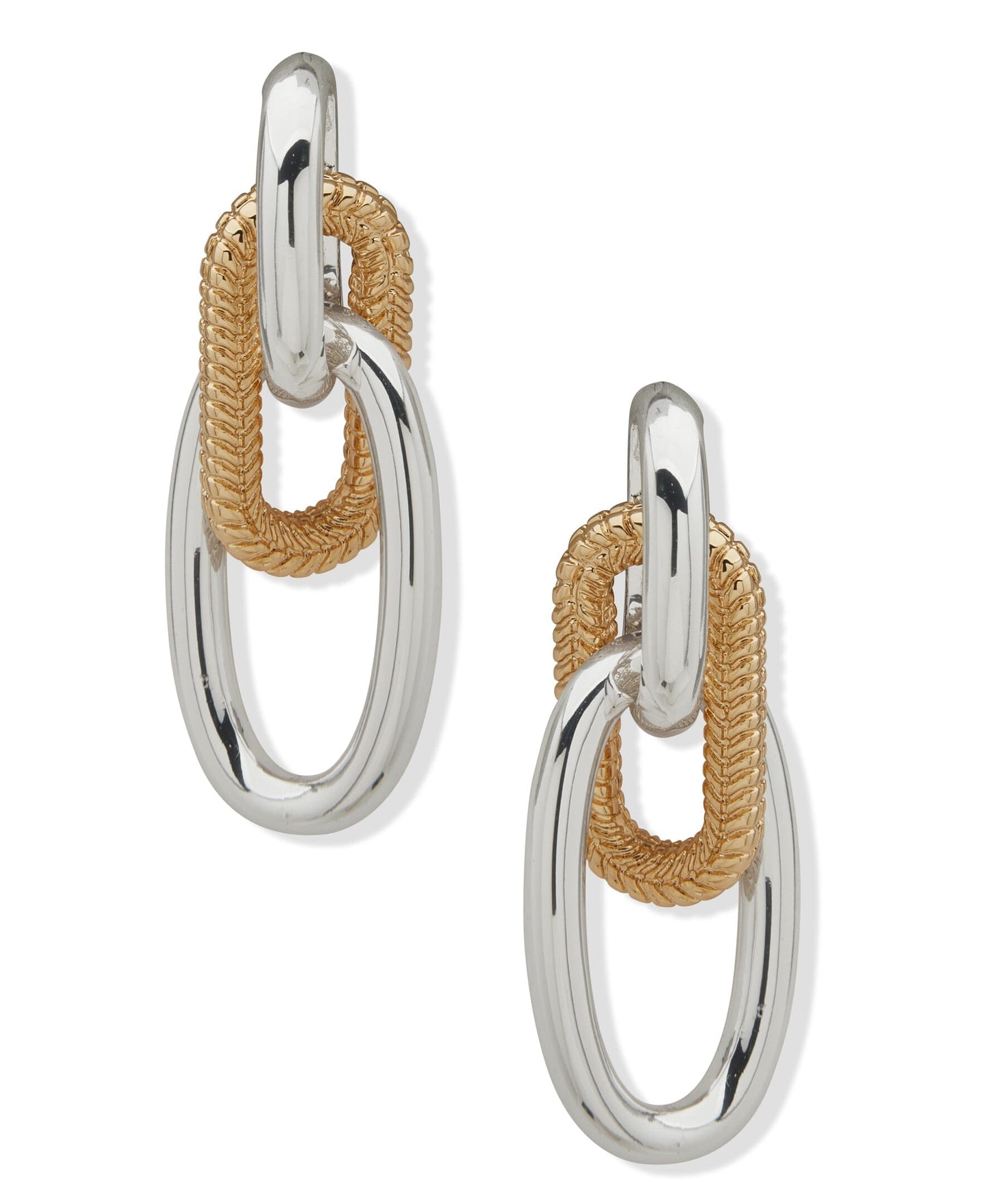 Anne Klein Doorknocker Pierced Earrings with Chain