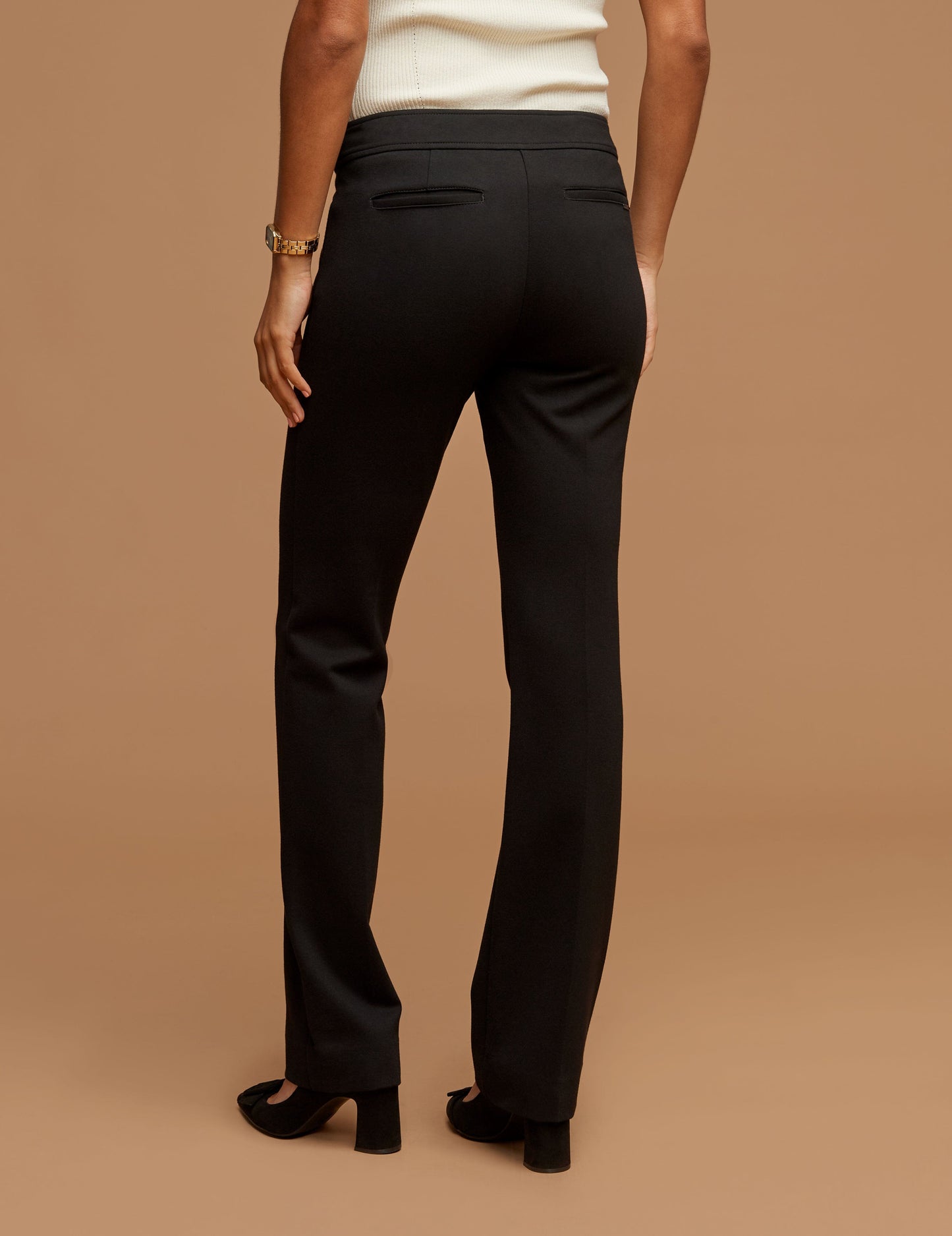 Anne Klein Fly Front Bootleg Pant in Black