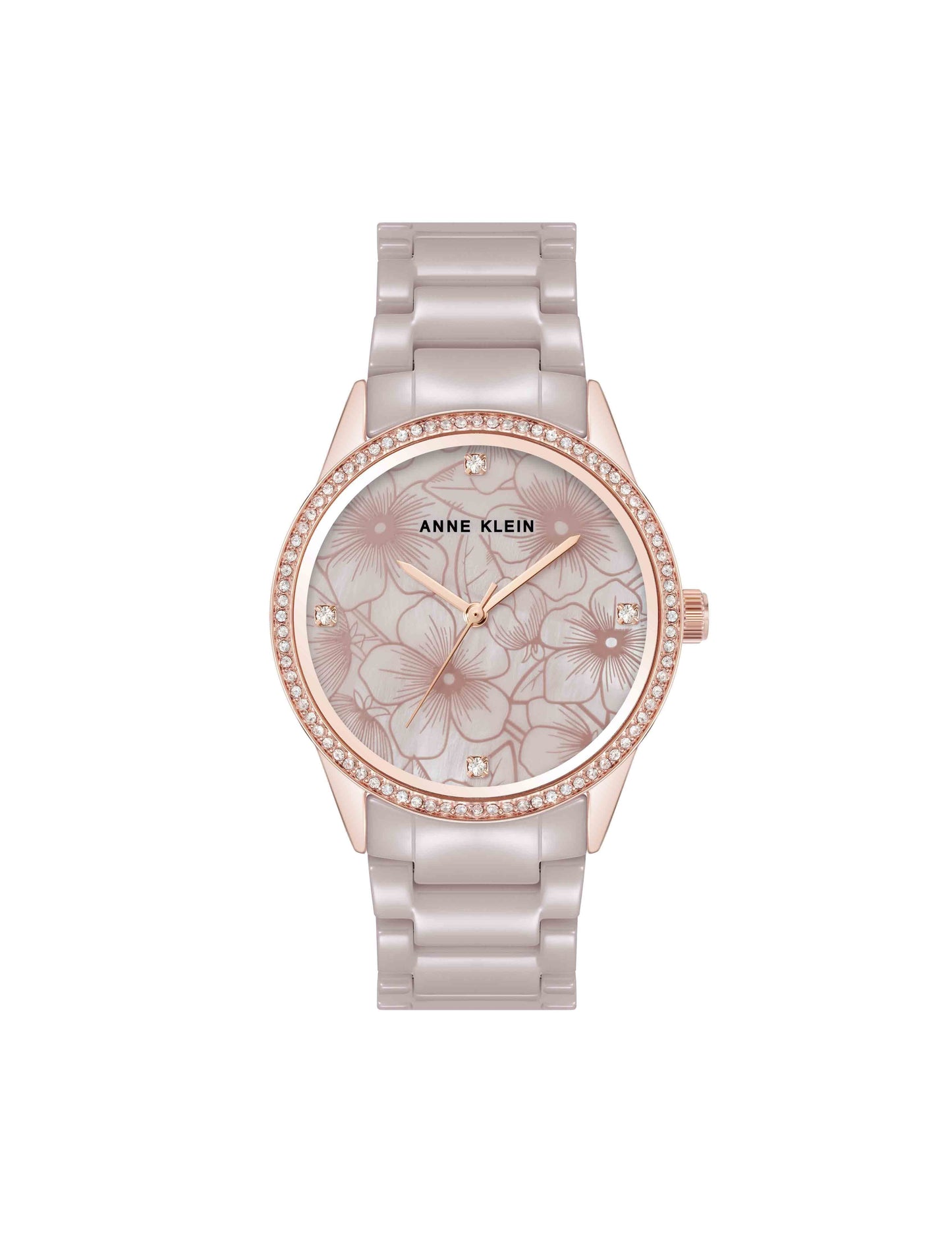 Anne Klein Ceramic Bracelet Floral Dial Watch