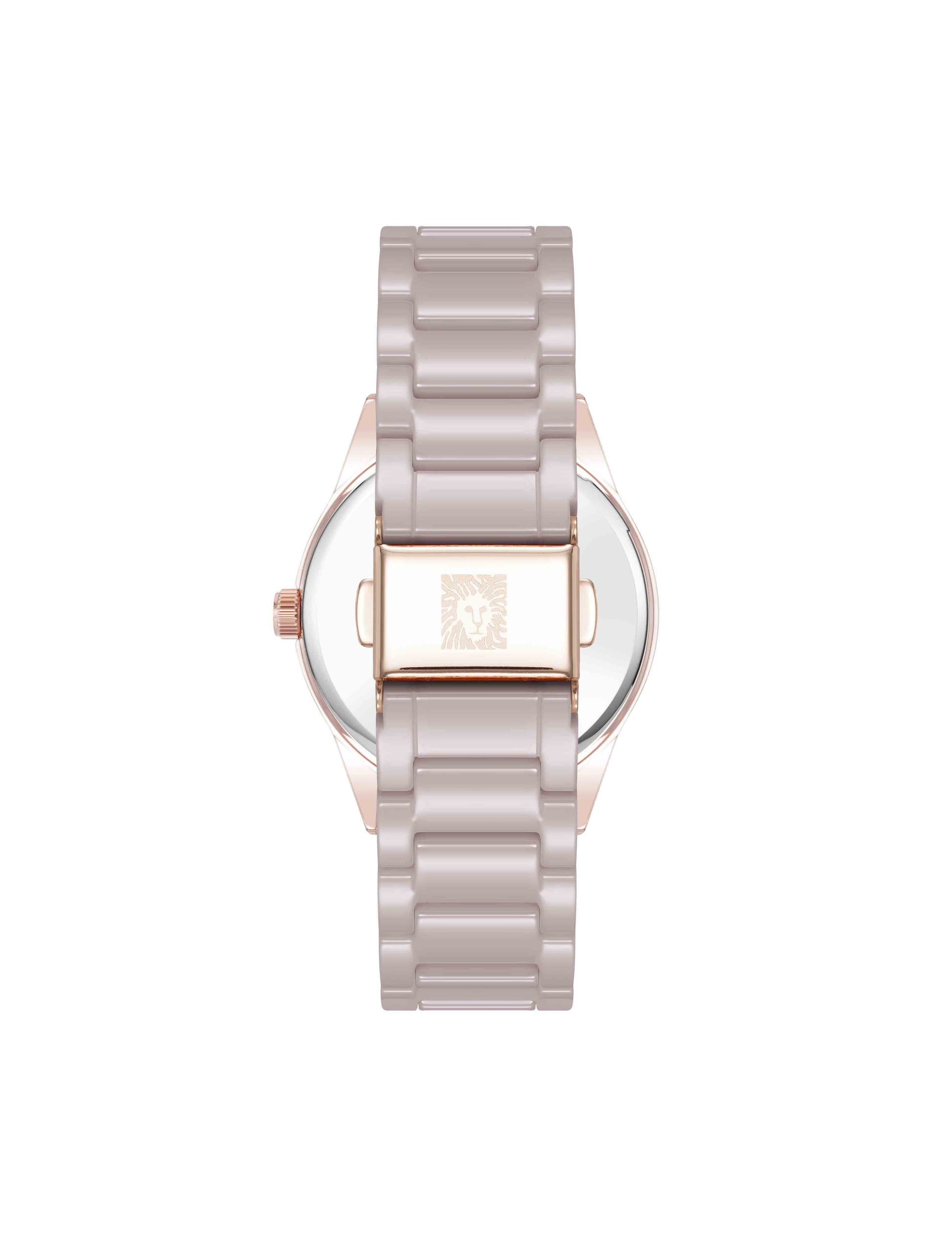 Anne Klein Ceramic Bracelet Floral Dial Watch