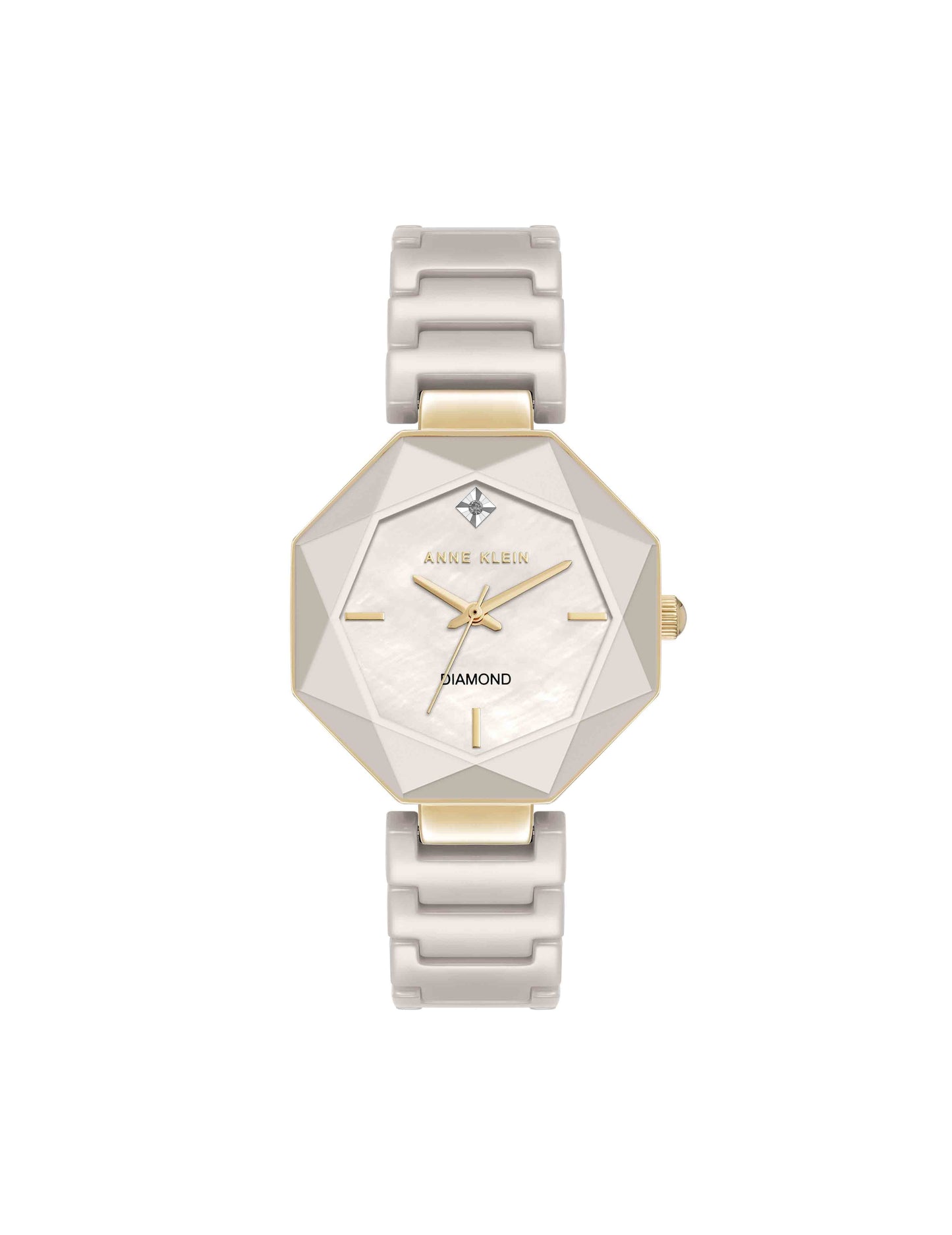 Anne Klein Octagonal Ceramic Diamond Dial Bracelet Watch