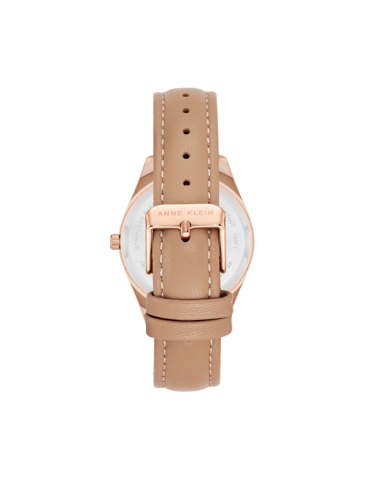 Anne Klein Butterfly Dial Leather Strap Watch in Tan / Rose Gold