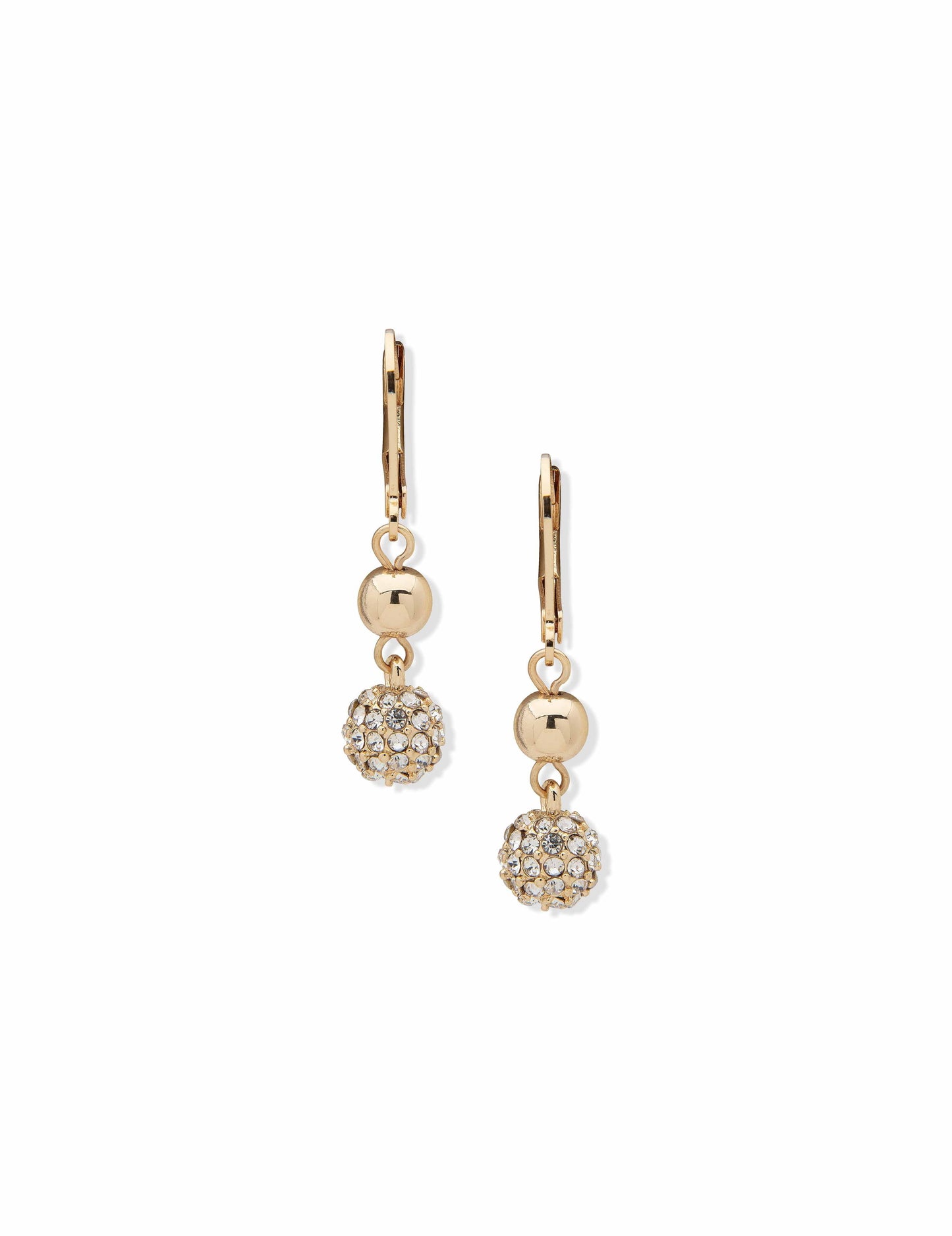 Anne Klein Anne Klein Gold-Tone Leverback Fireball Double Drop Earrings