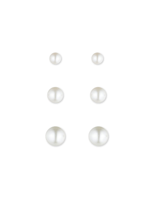 Anne Klein Pearl Stud Earring Set, 3 Pairs