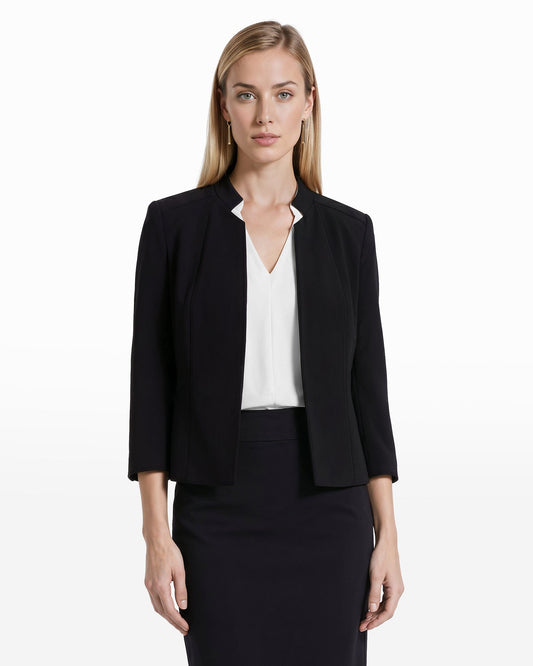 Anne Klein Stand Collar Blazer in Fluid Crepe