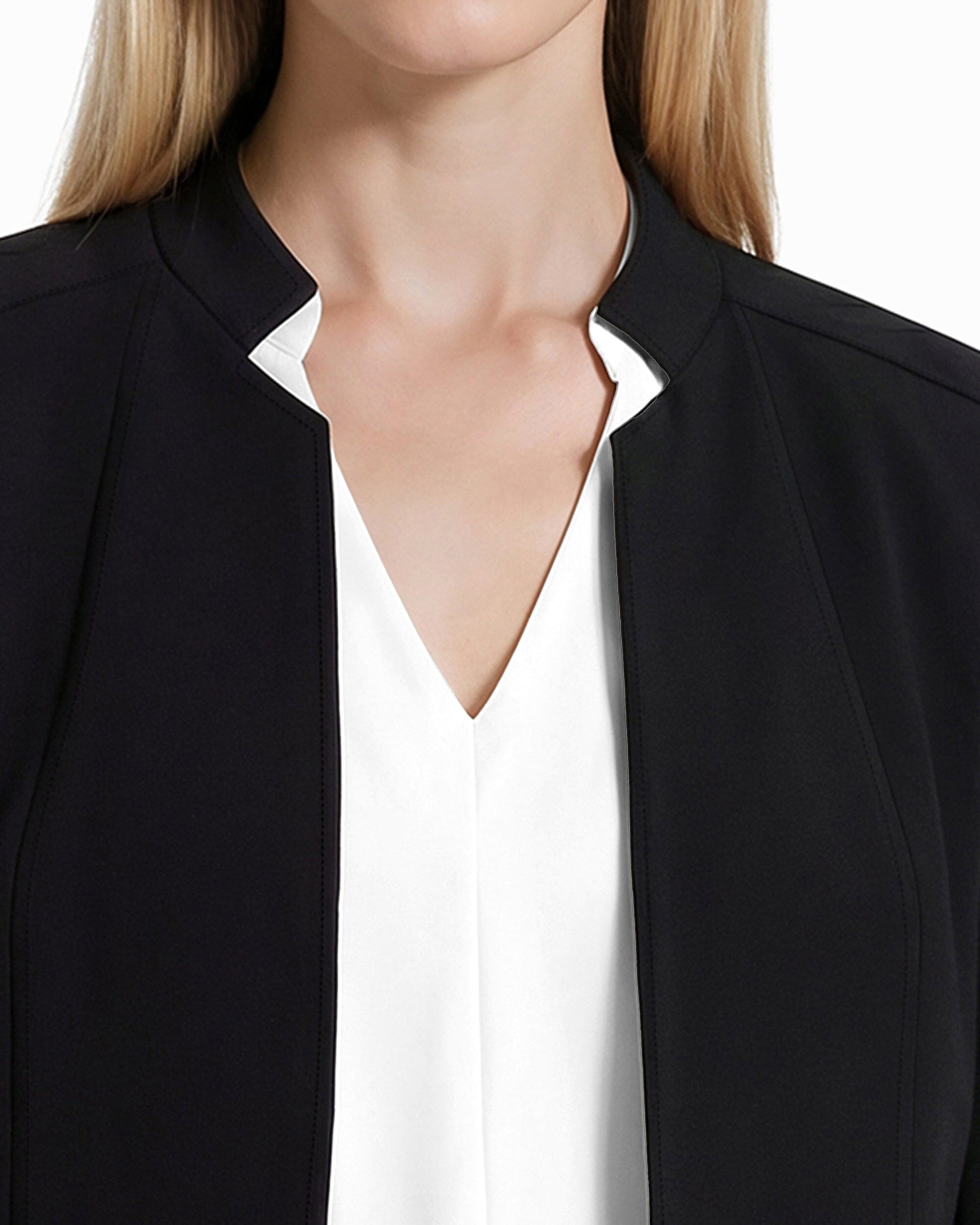 Anne Klein Stand Collar Blazer in Fluid Crepe