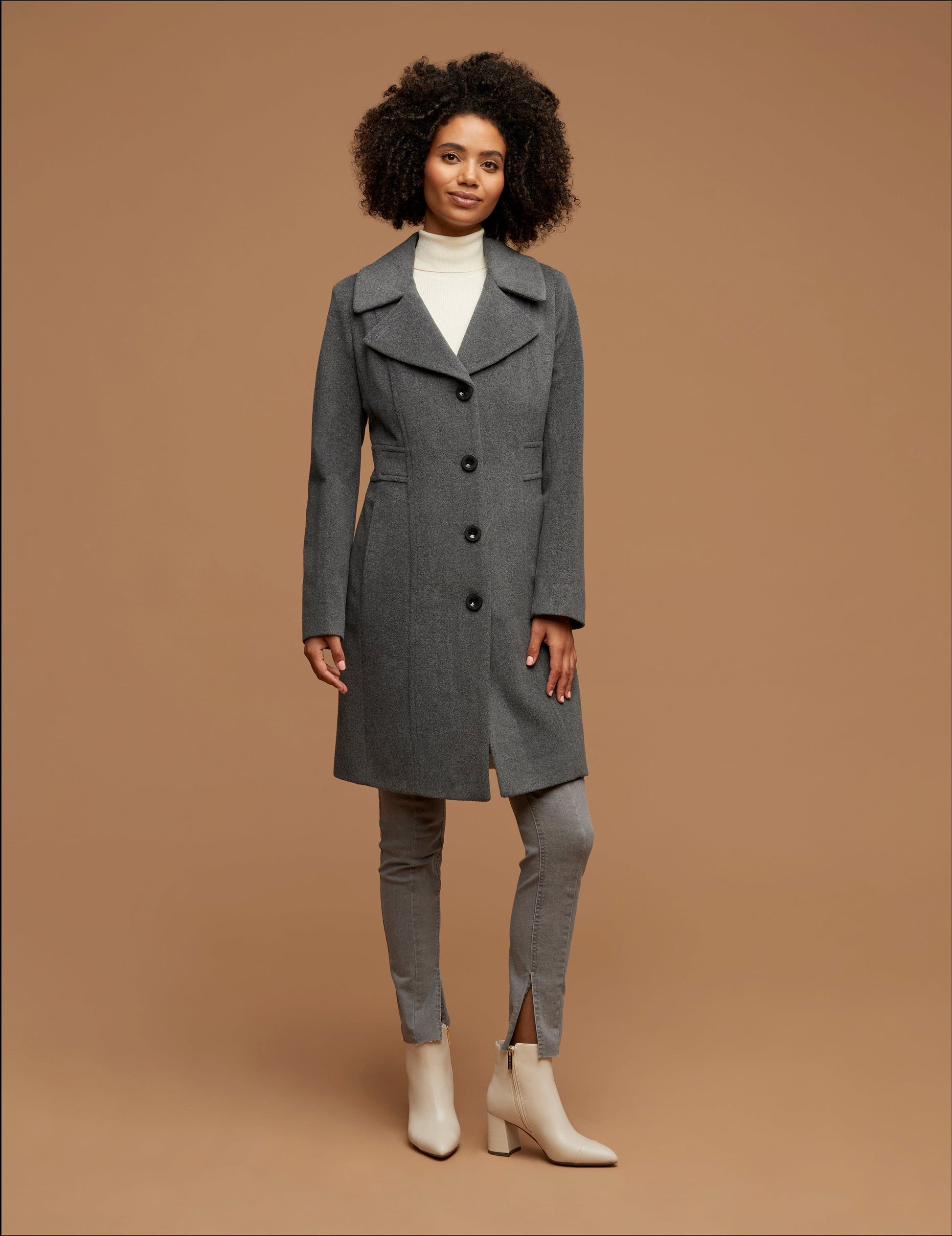 Anne Klein Notch Collar Wool Coat