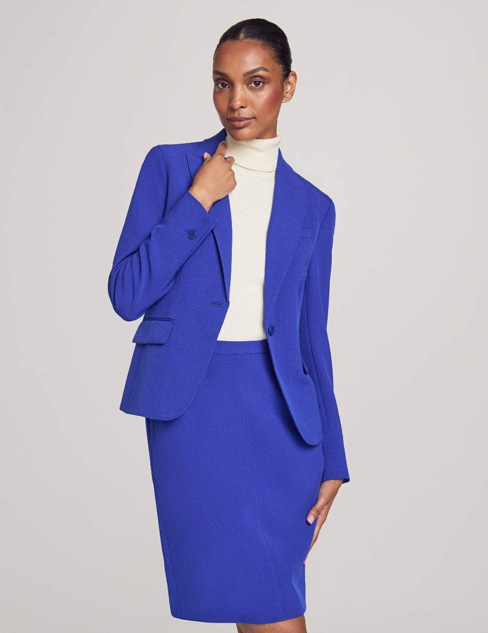 Anne Klein Blazer & Skirt Suit Set in Royal Sapphire