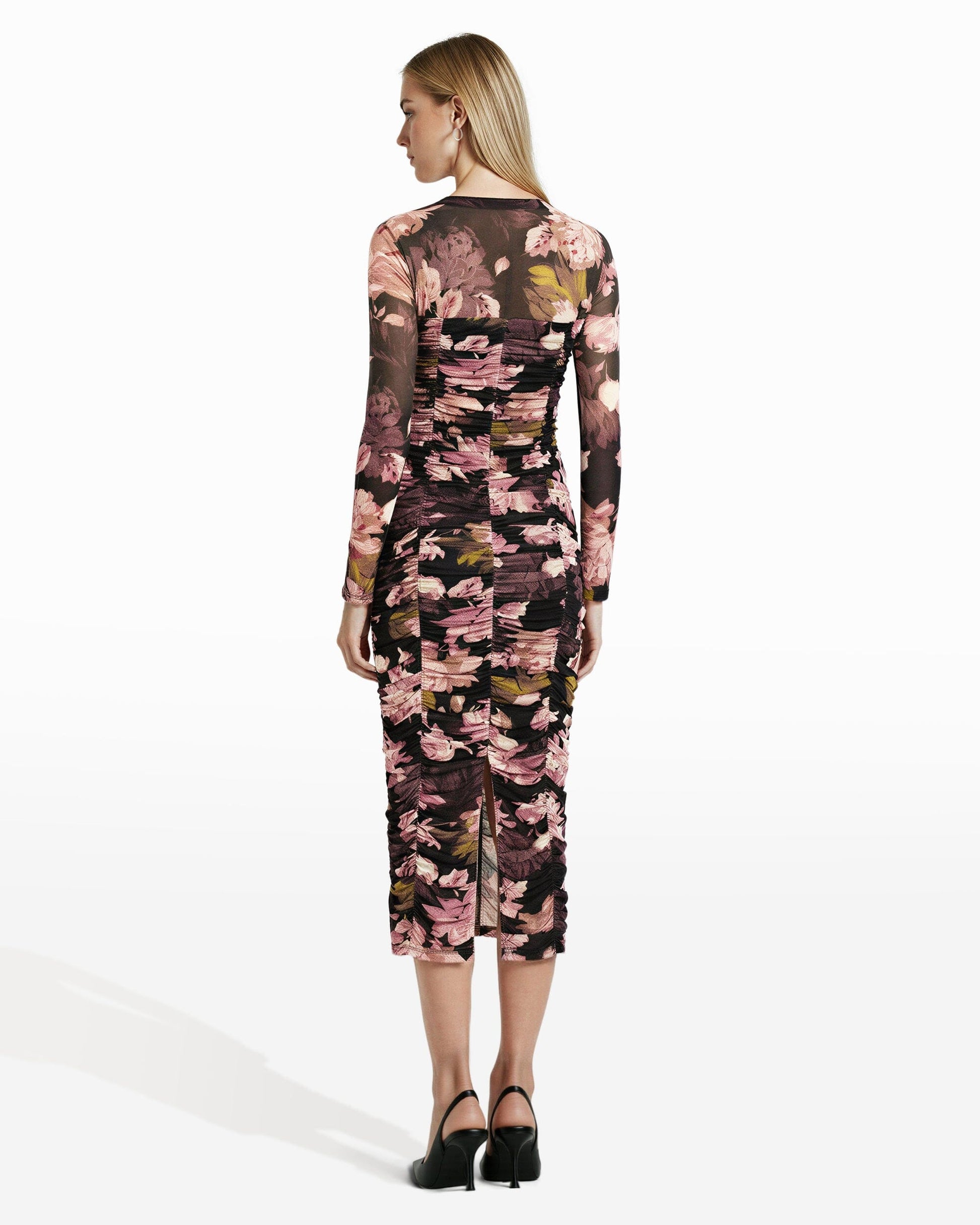 Anne Klein Long Sleeve Ruched Midi Dress