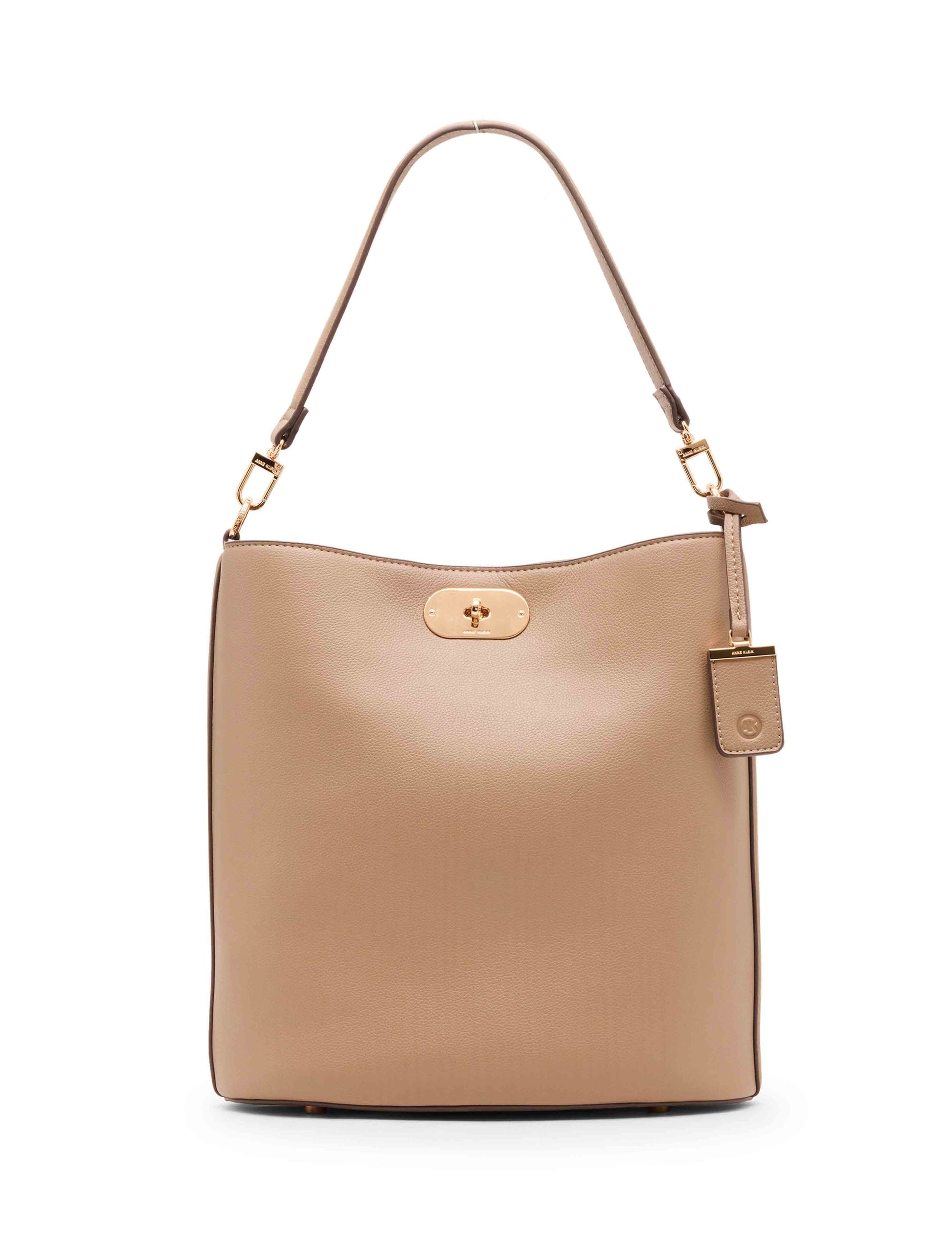 Anne Klein Medium Oval Turnlock Bucket with Convertible Strap