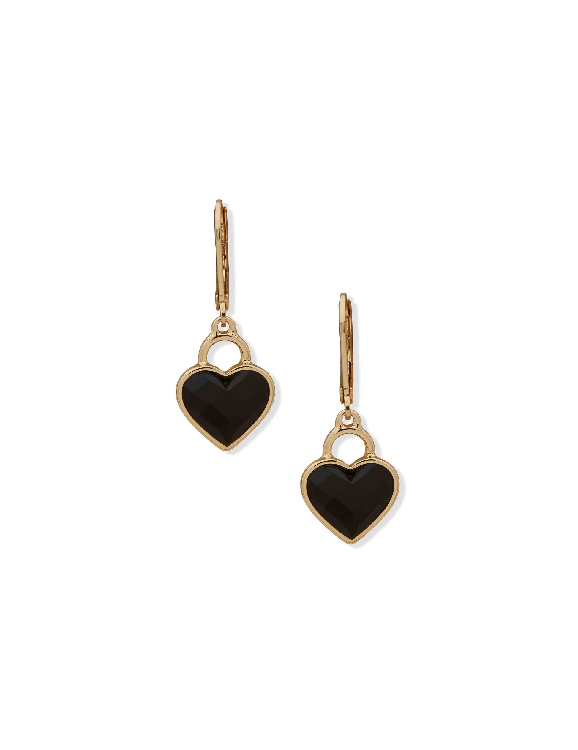 Anne Klein Heart Motif Earring - Gold Jet