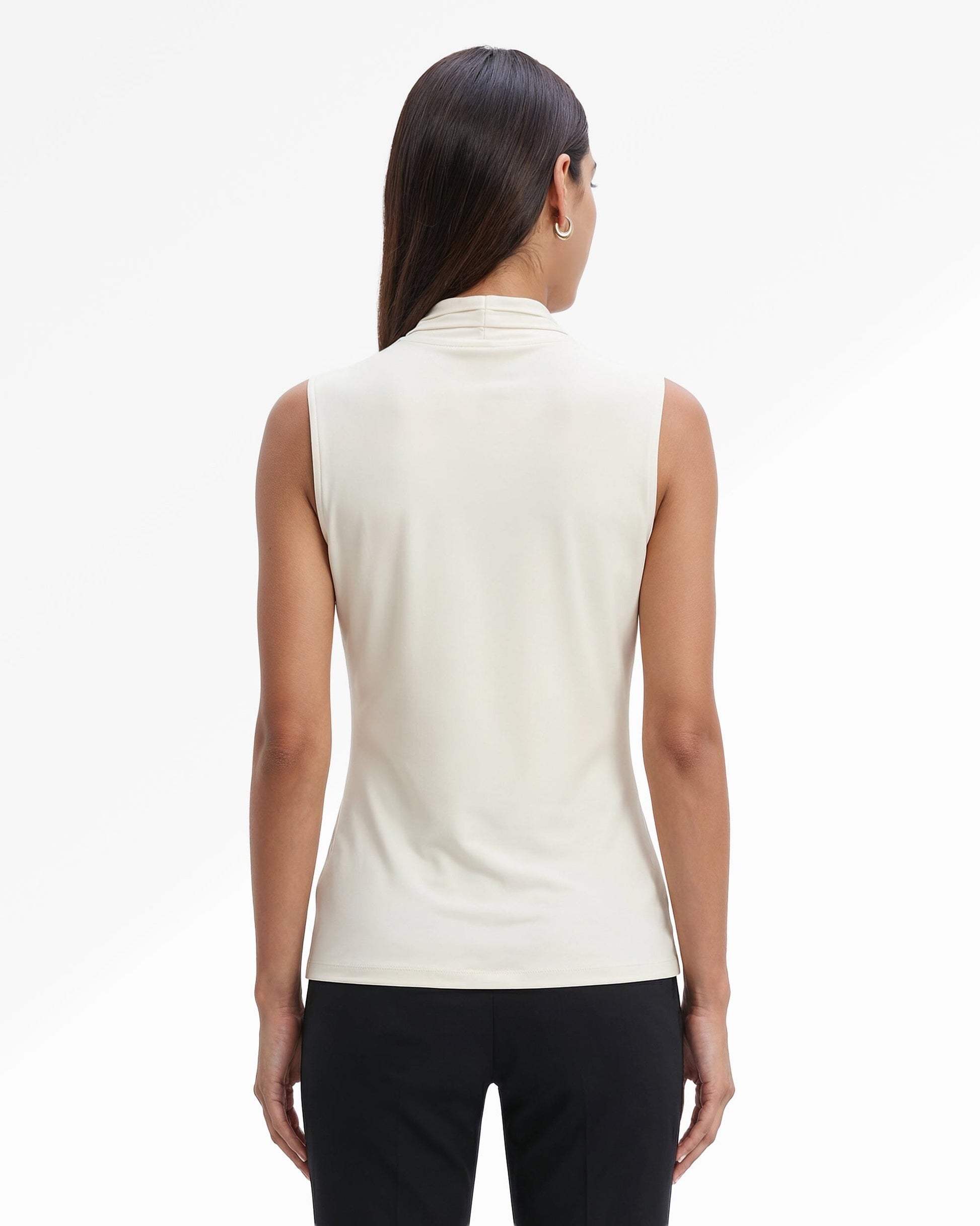 Anne Klein V-Neck Triple Pleat Sleeveless Top