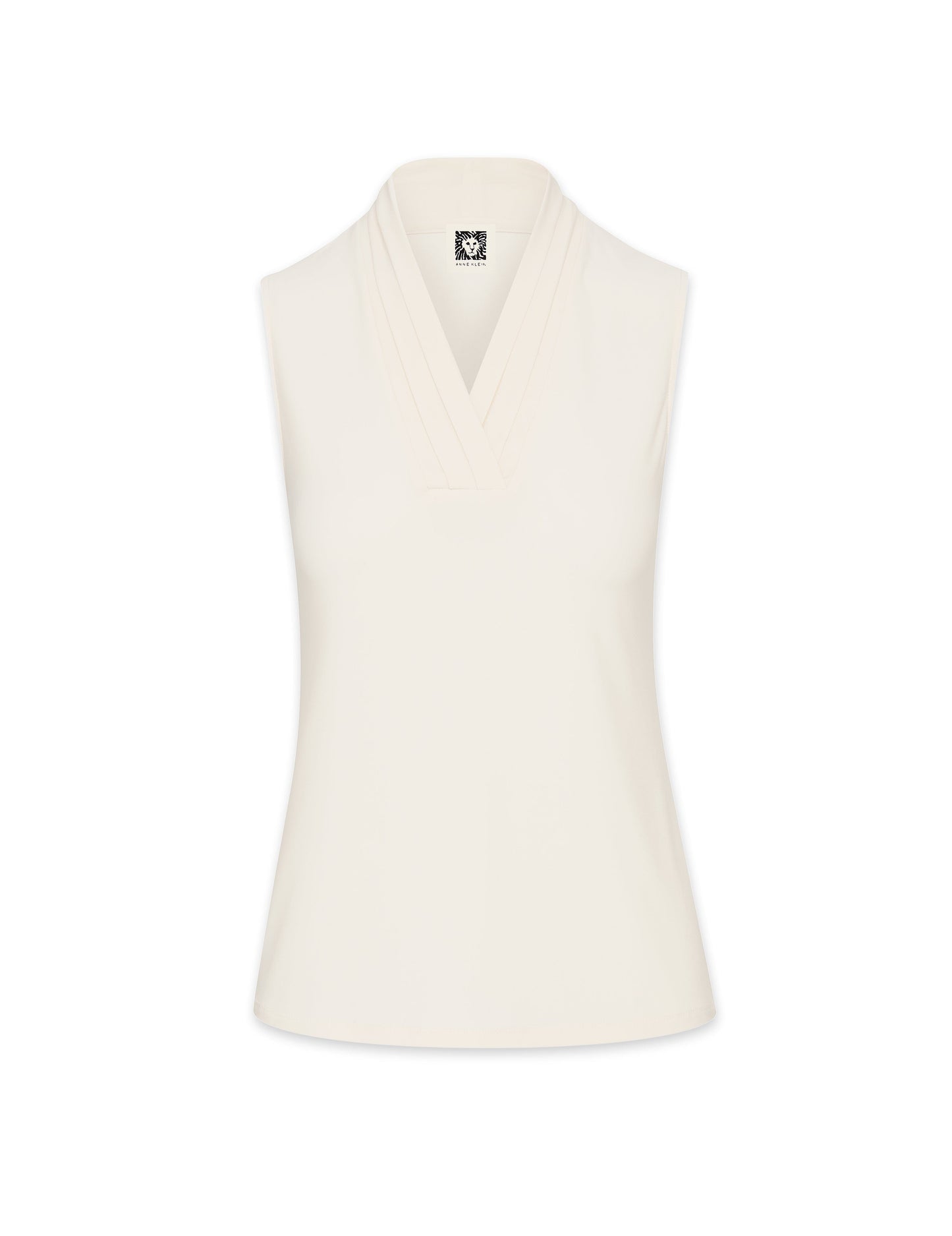 Anne Klein V-Neck Triple Pleat Sleeveless Top