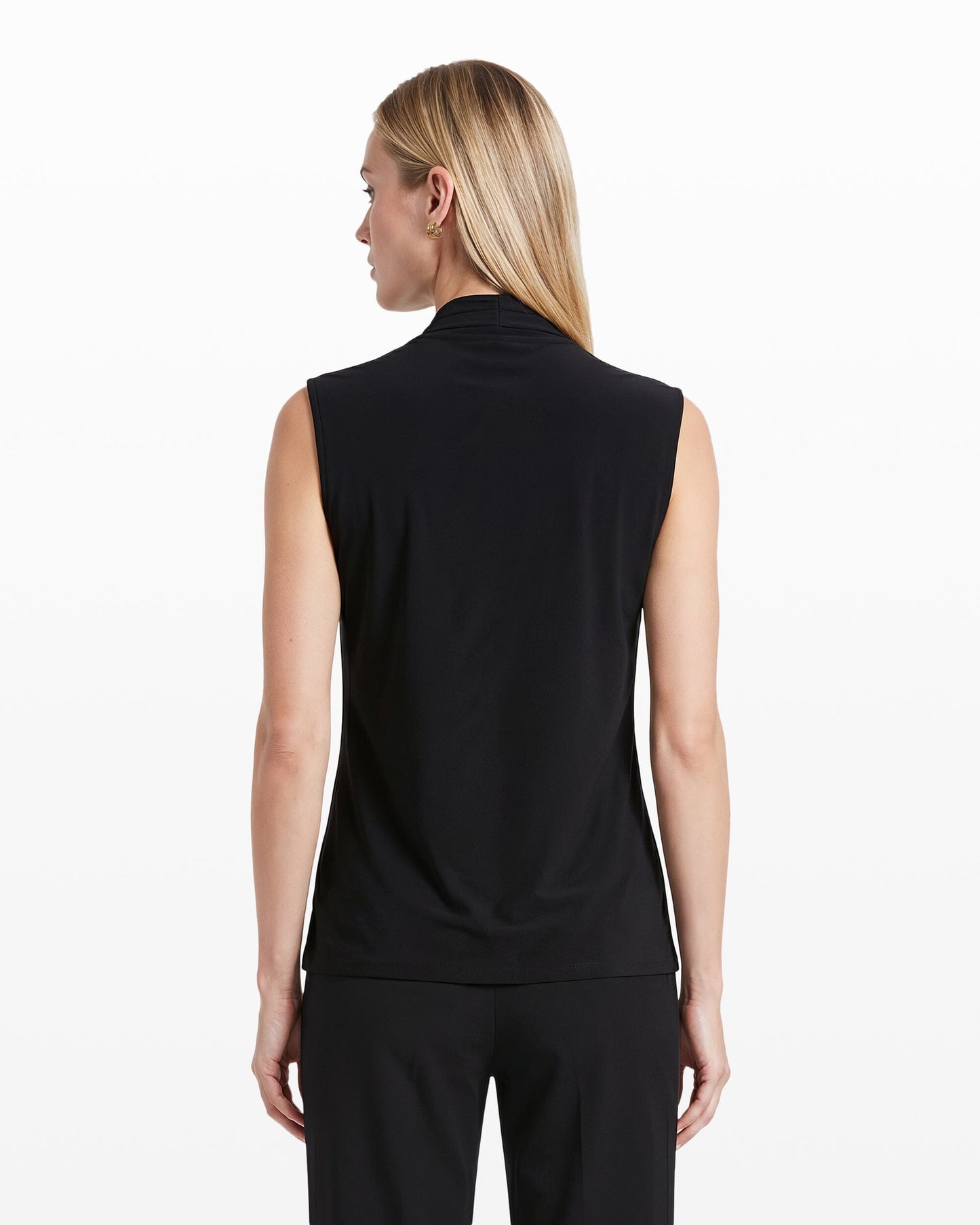 Anne Klein V-Neck Triple Pleat Sleeveless Top