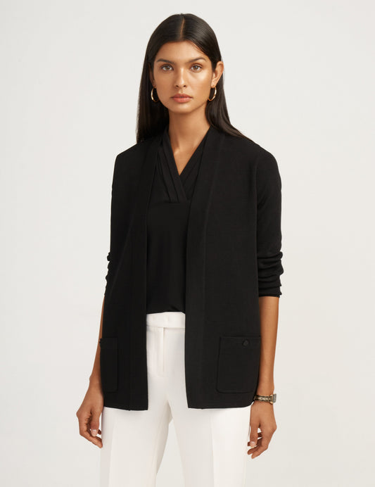 Anne Klein Front Pocket Cardigan in Black