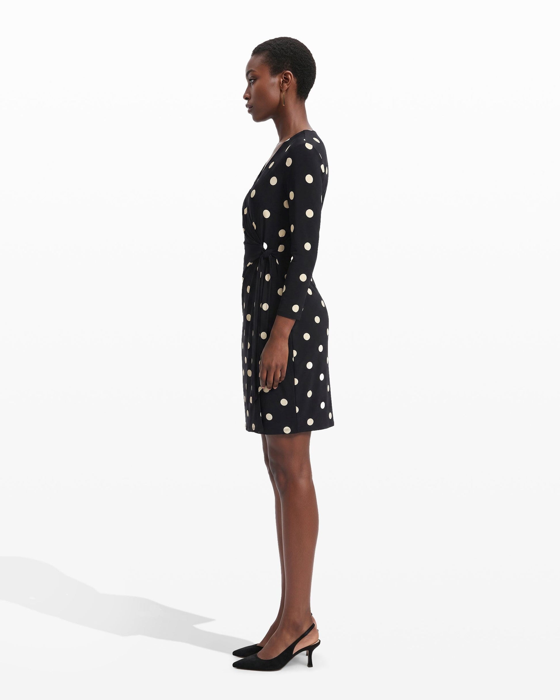 Anne Klein Dot Print Faux Wrap Dress