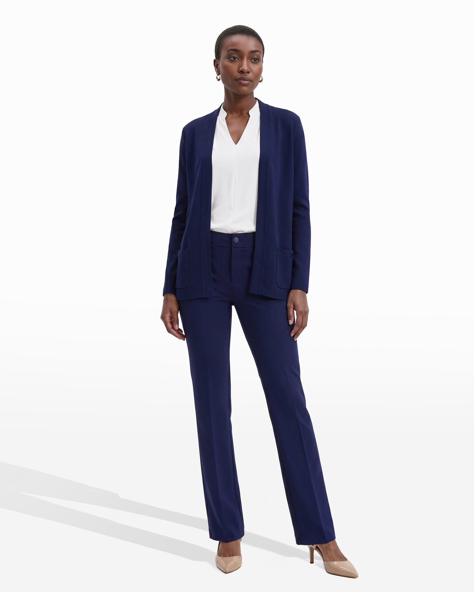 Anne Klein Open-Front Cardigan with Pockets