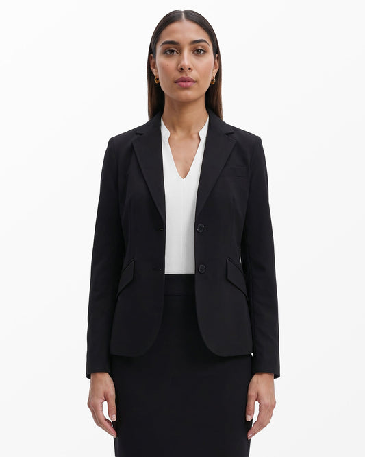 Anne Klein Notch Collar 2 Button Blazer in Black
