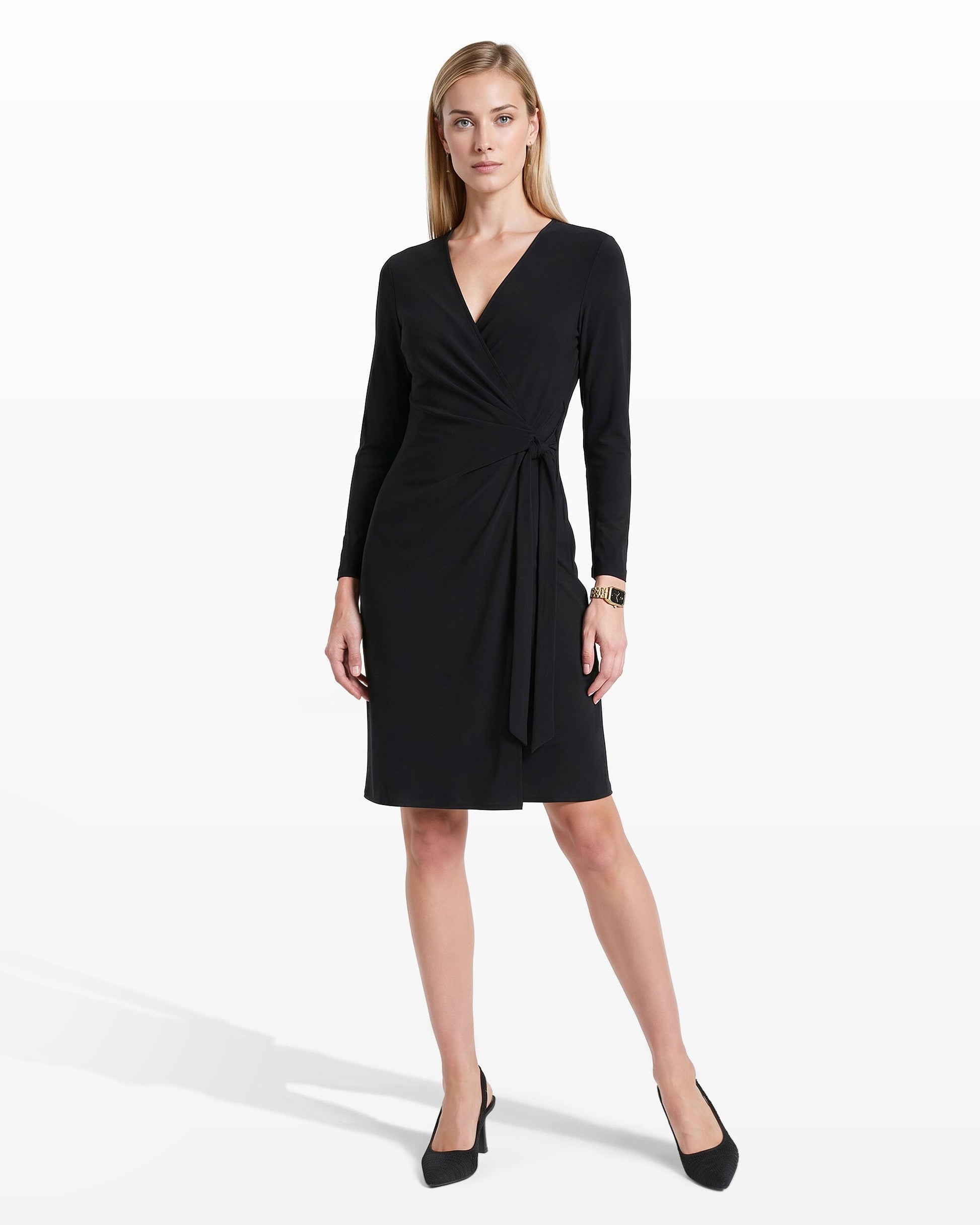 Anne Klein Faux Wrap Dress in Black