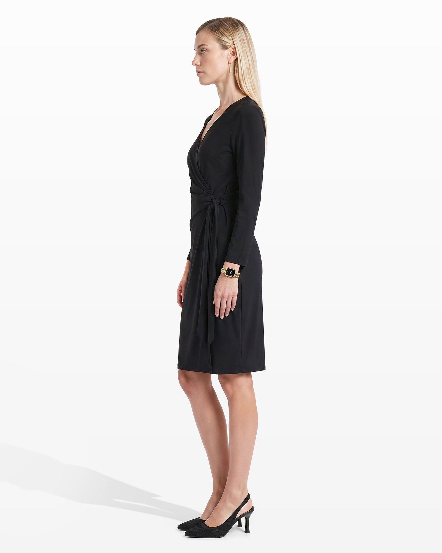 Anne Klein Faux Wrap Dress in Black