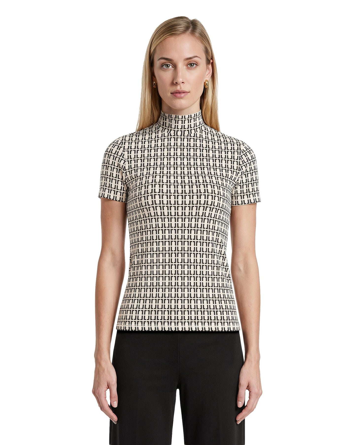 Anne Klein Chainlink Mock Neck Knit Top