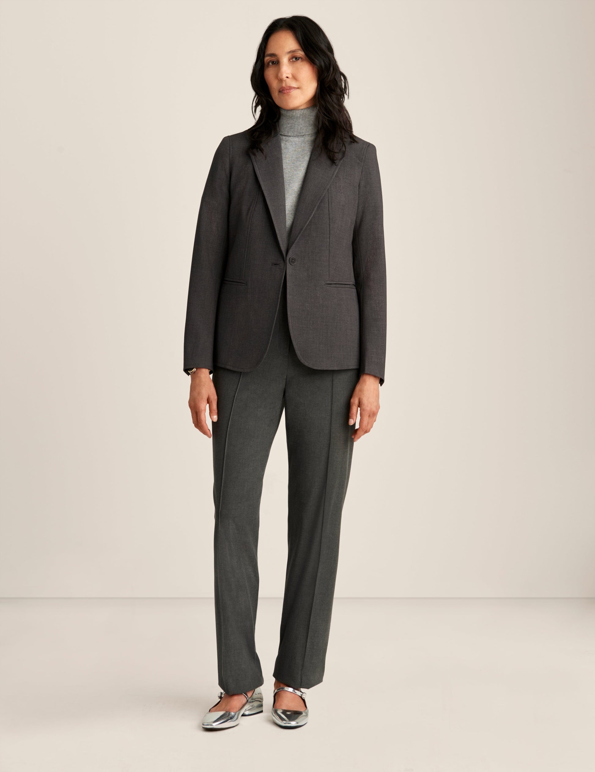 Anne Klein Melange Single Button Blazer
