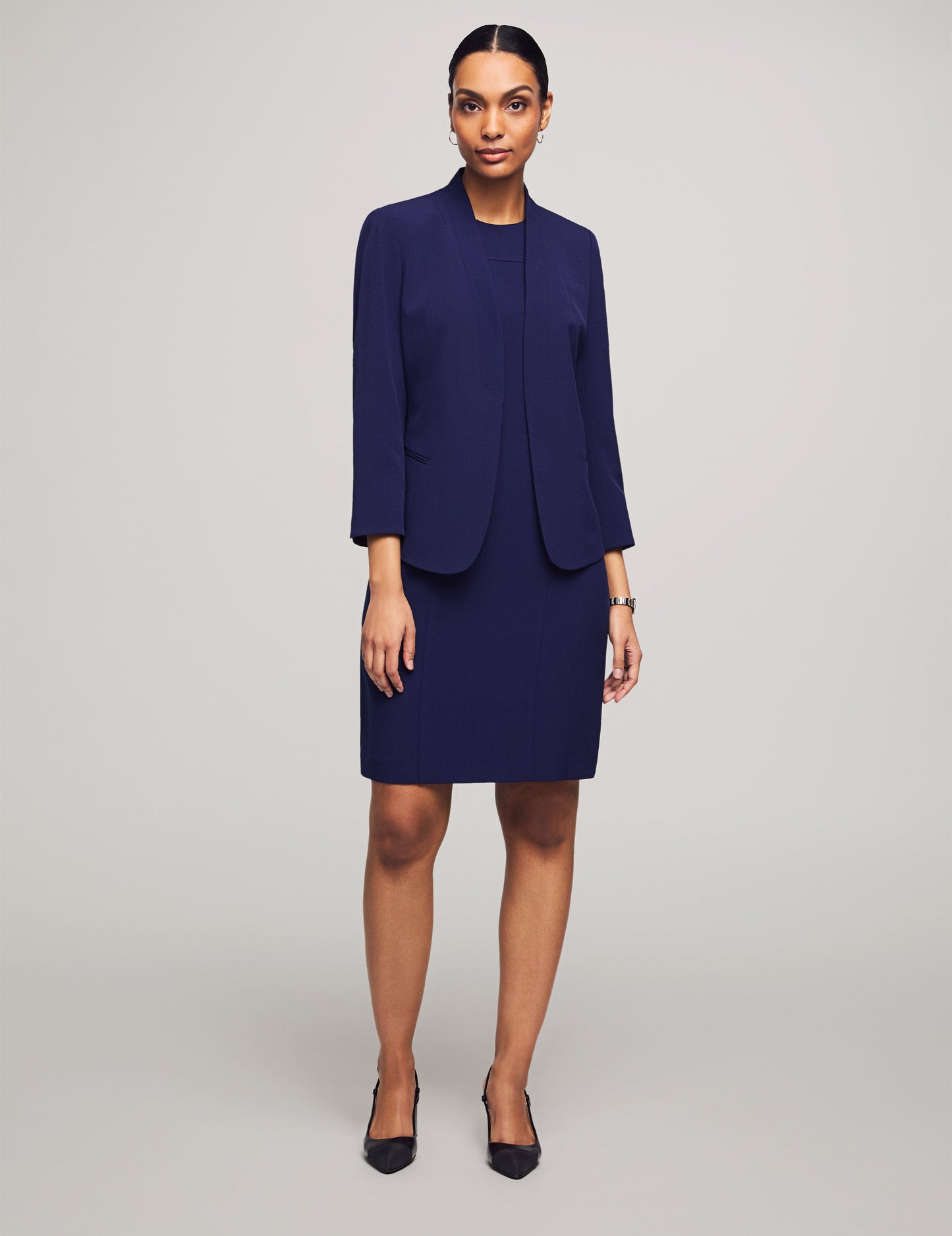 Anne Klein Navy Blazer & Sheath Dress Set