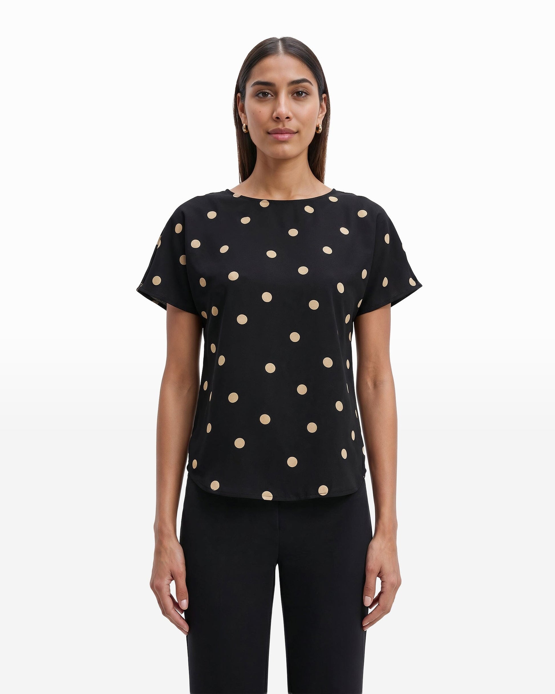 Anne Klein Large Dot Bateau Neck Blouse