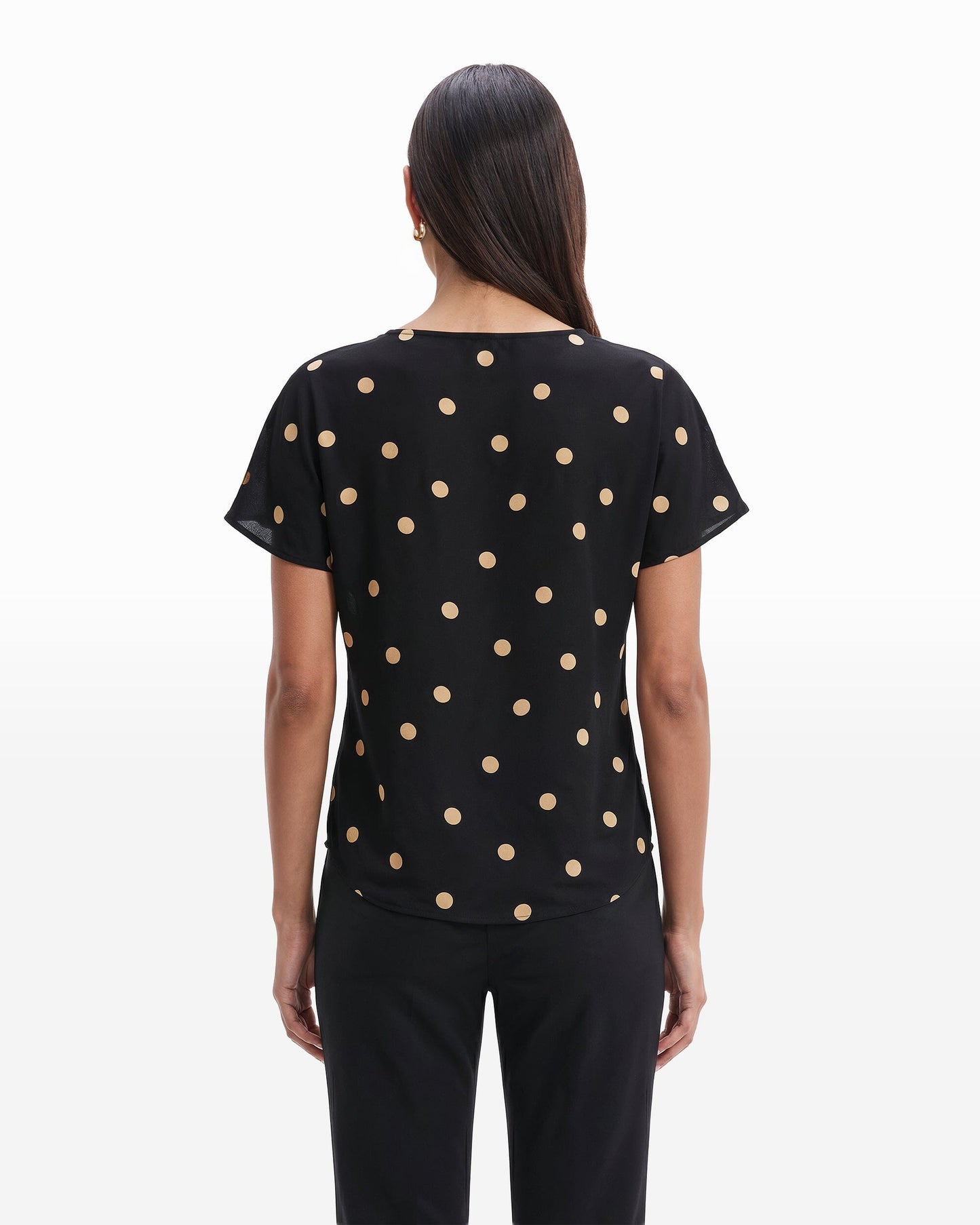 Anne Klein Large Dot Bateau Neck Blouse