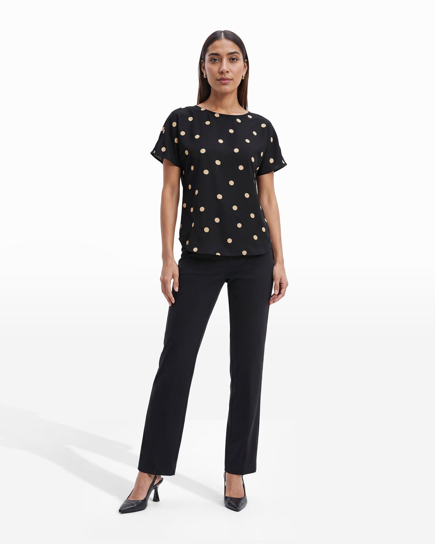 Anne Klein Large Dot Bateau Neck Blouse