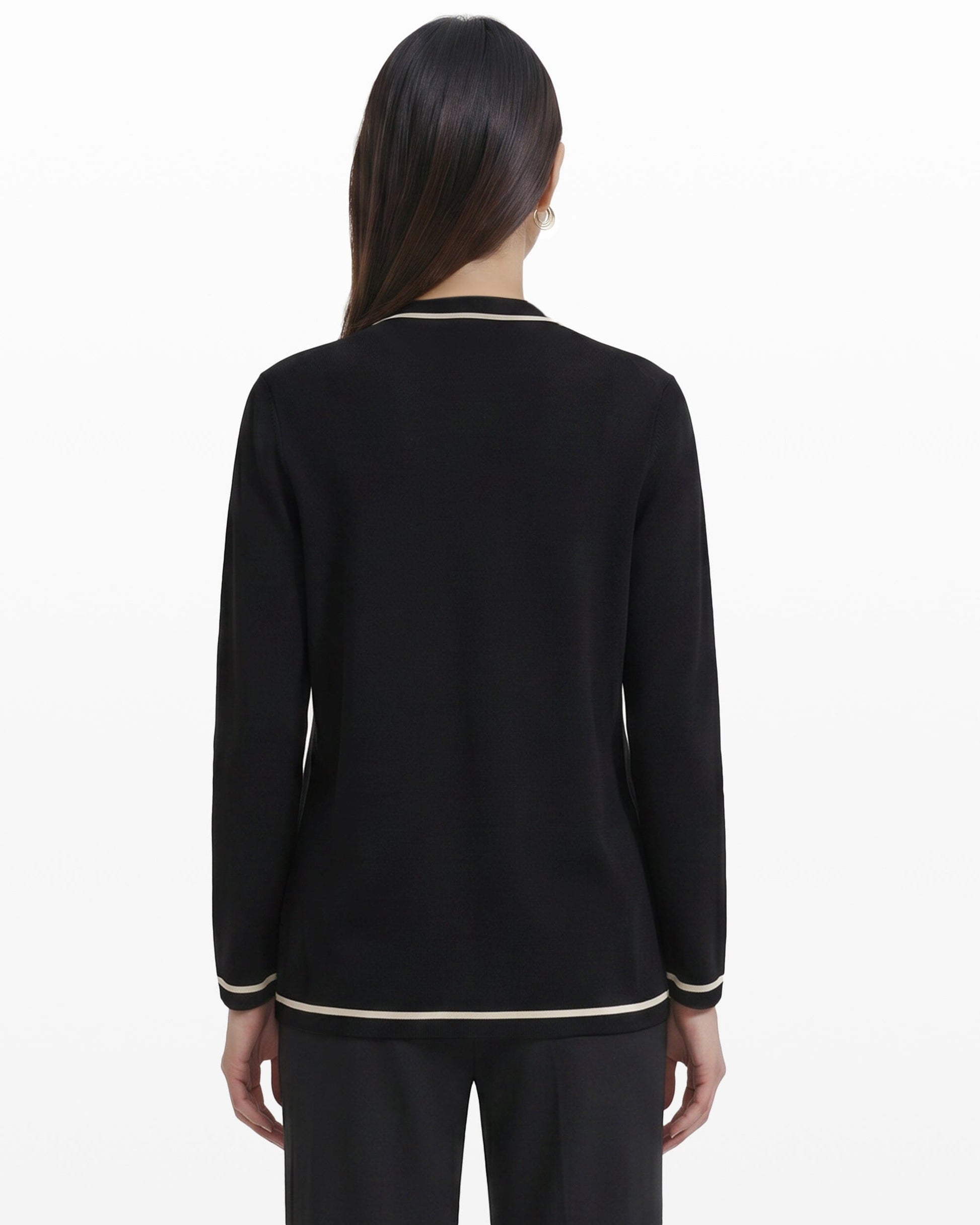 Anne Klein Open-Front Cardigan with Contrast Tipping