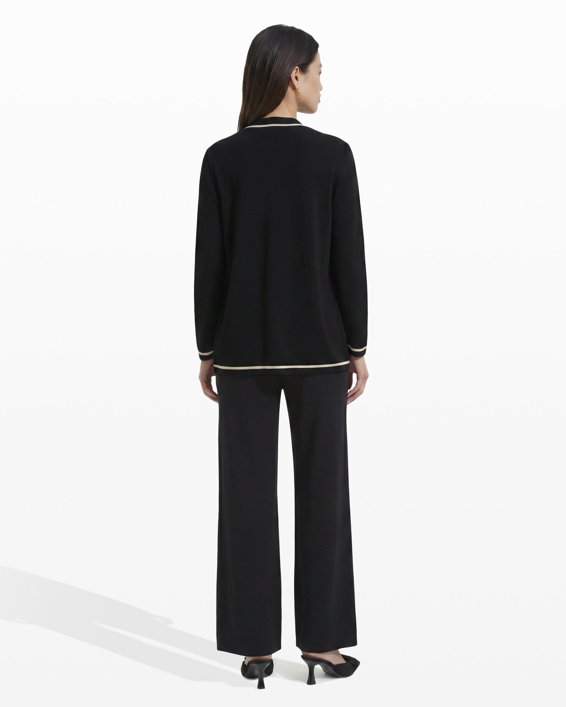 Anne Klein Open-Front Cardigan with Contrast Tipping