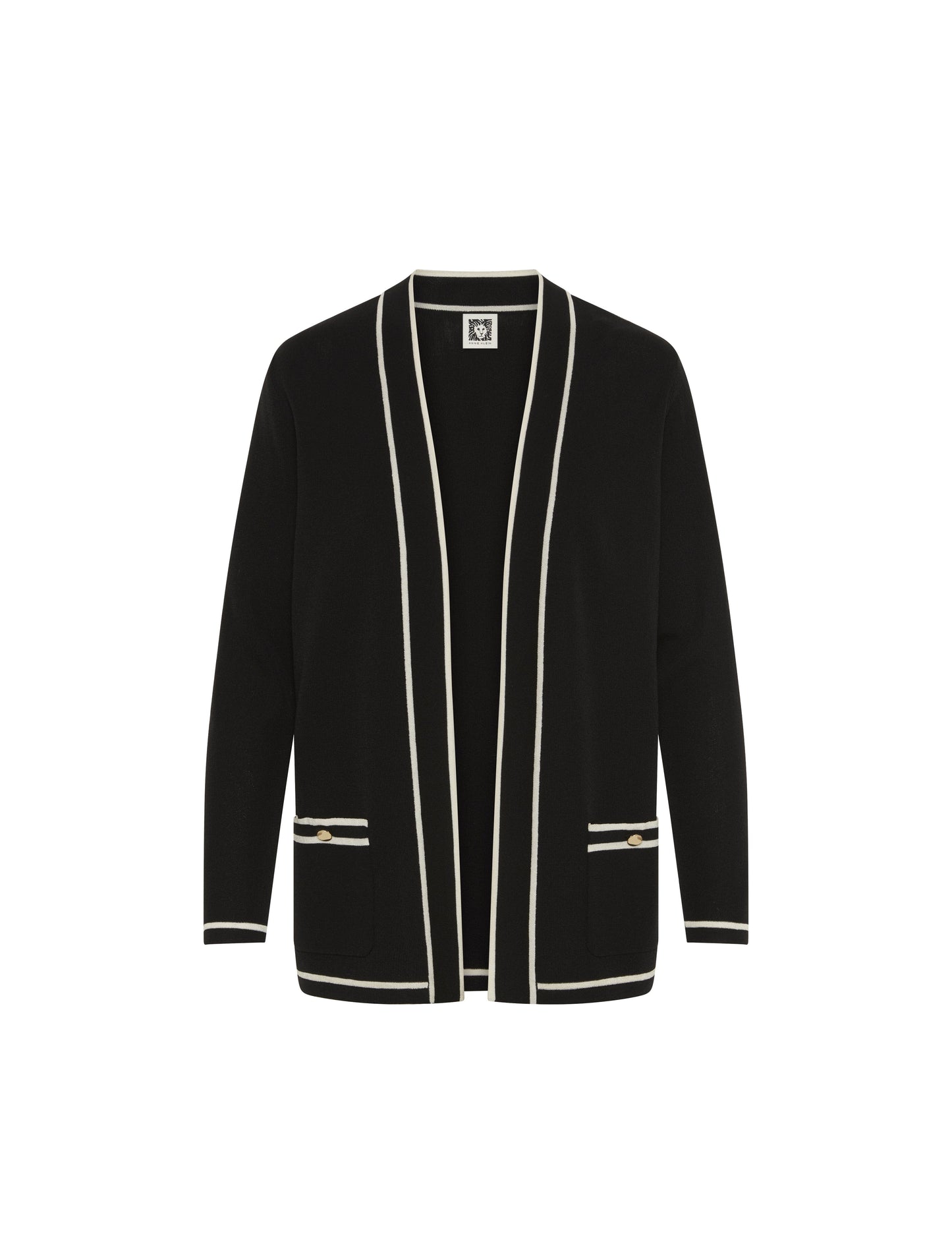 Anne Klein Open-Front Cardigan with Contrast Tipping
