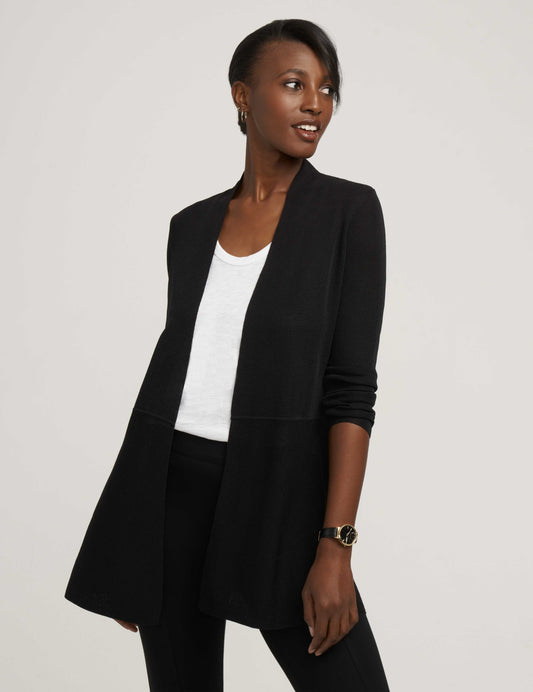 Anne Klein Monterey Open-Front Cardigan in Black